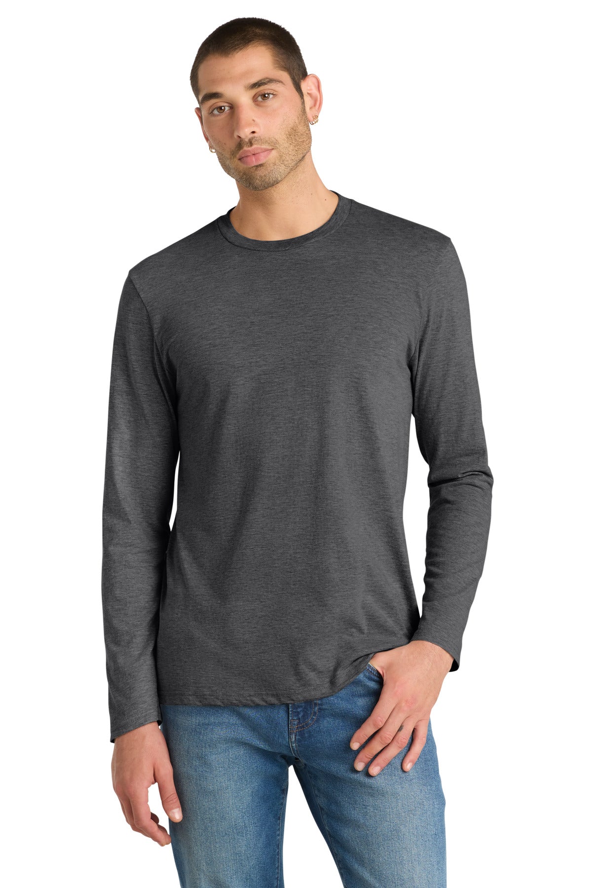 District Very Important Tee Long Sleeve - Heathered Charcoal