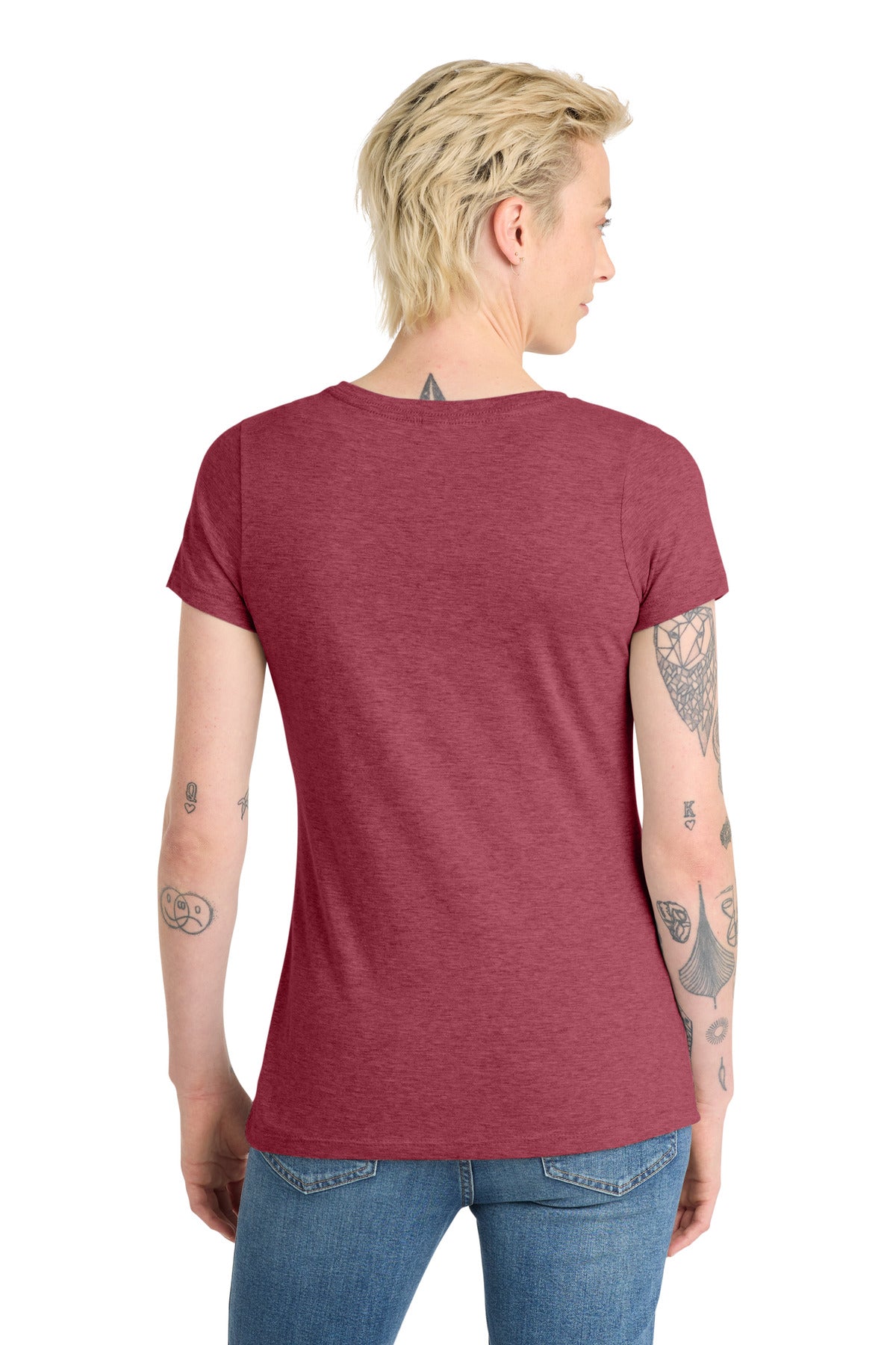 District  Women's Very Important Tee  V-Neck - Heathered Cardinal