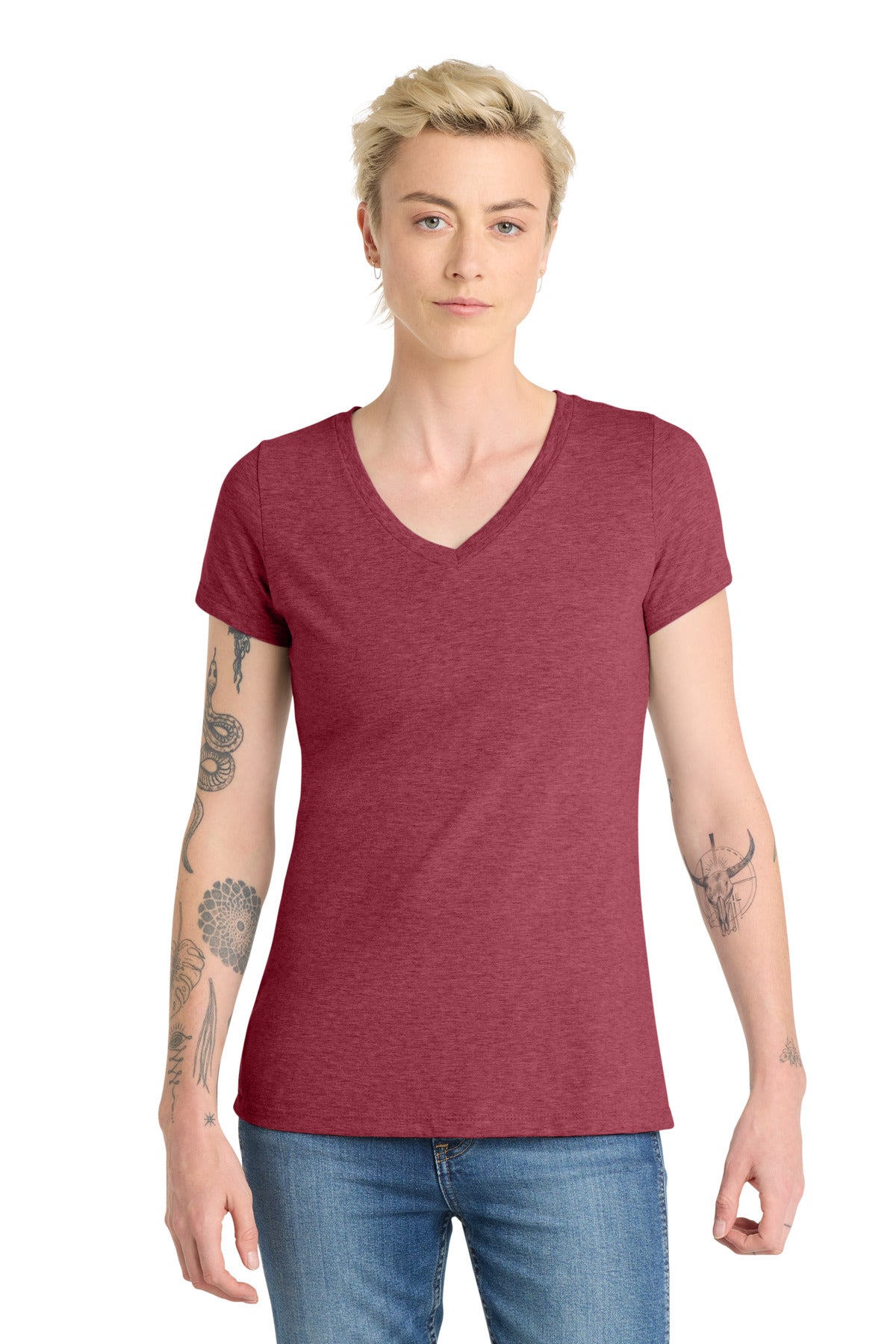 District  Women's Very Important Tee  V-Neck - Heathered Cardinal