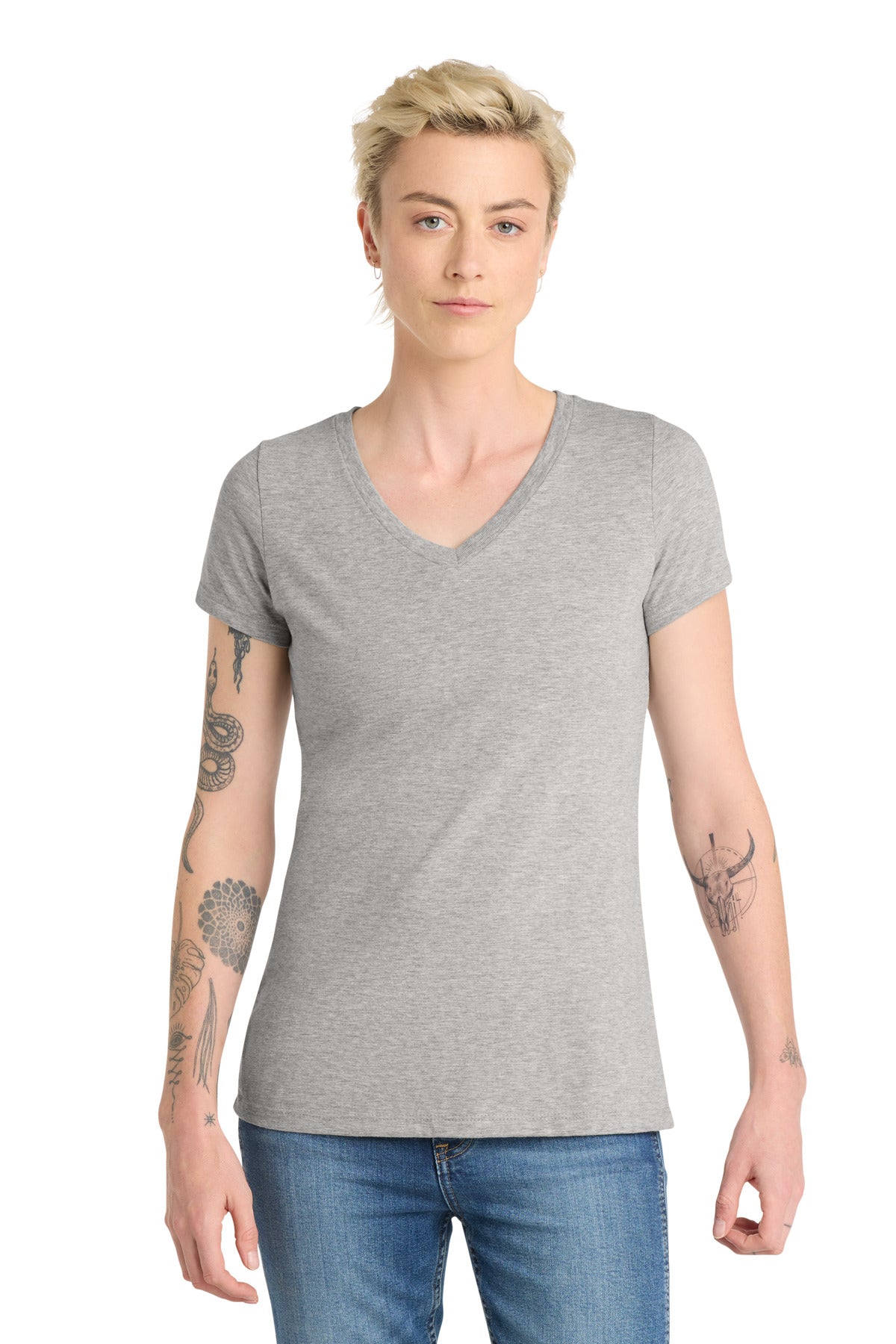 District  Women's Very Important Tee  V-Neck - Light Heather Grey