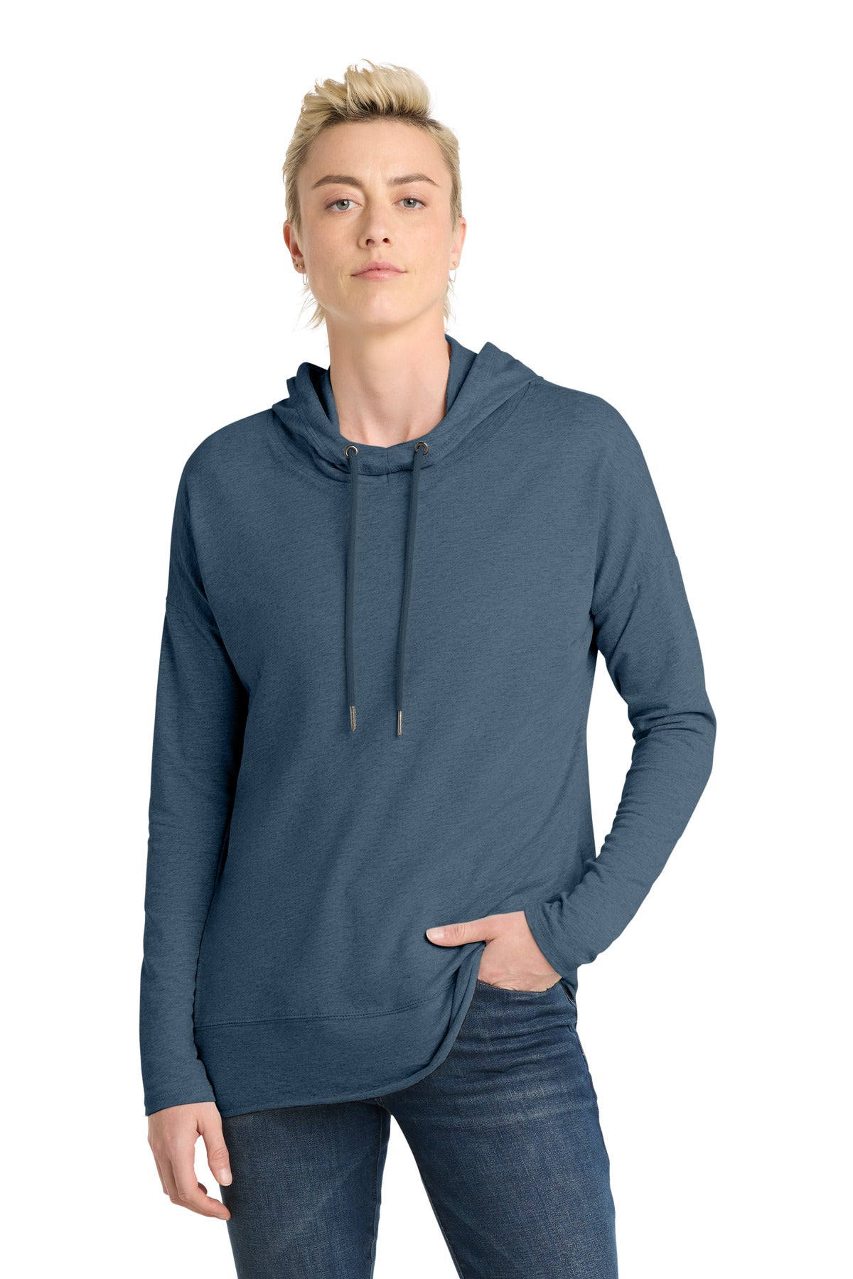 District  Women's Featherweight French Terry  Hoodie - Washed Indigo