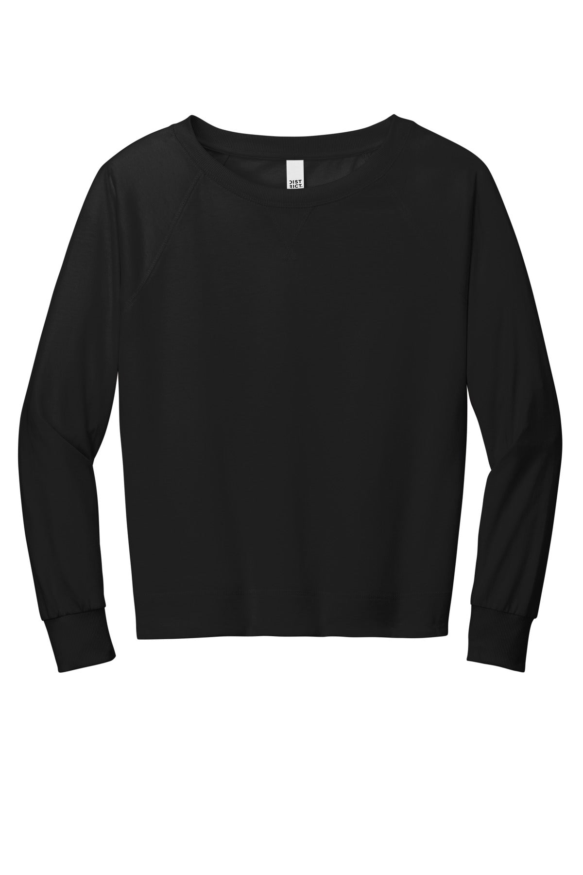 District Women's Featherweight French Terry Long Sleeve Crewneck - Black