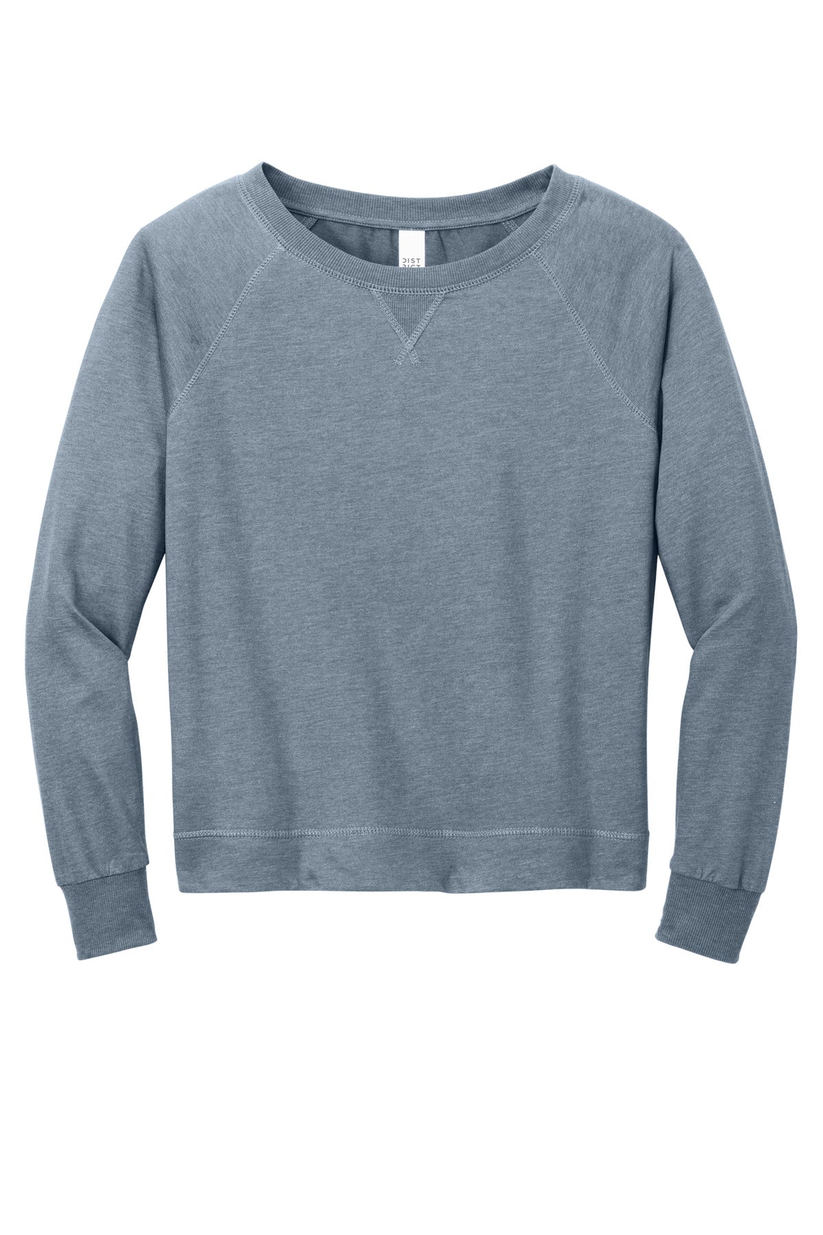 District Women's Featherweight French Terry Long Sleeve Crewneck - Flint Blue Heather