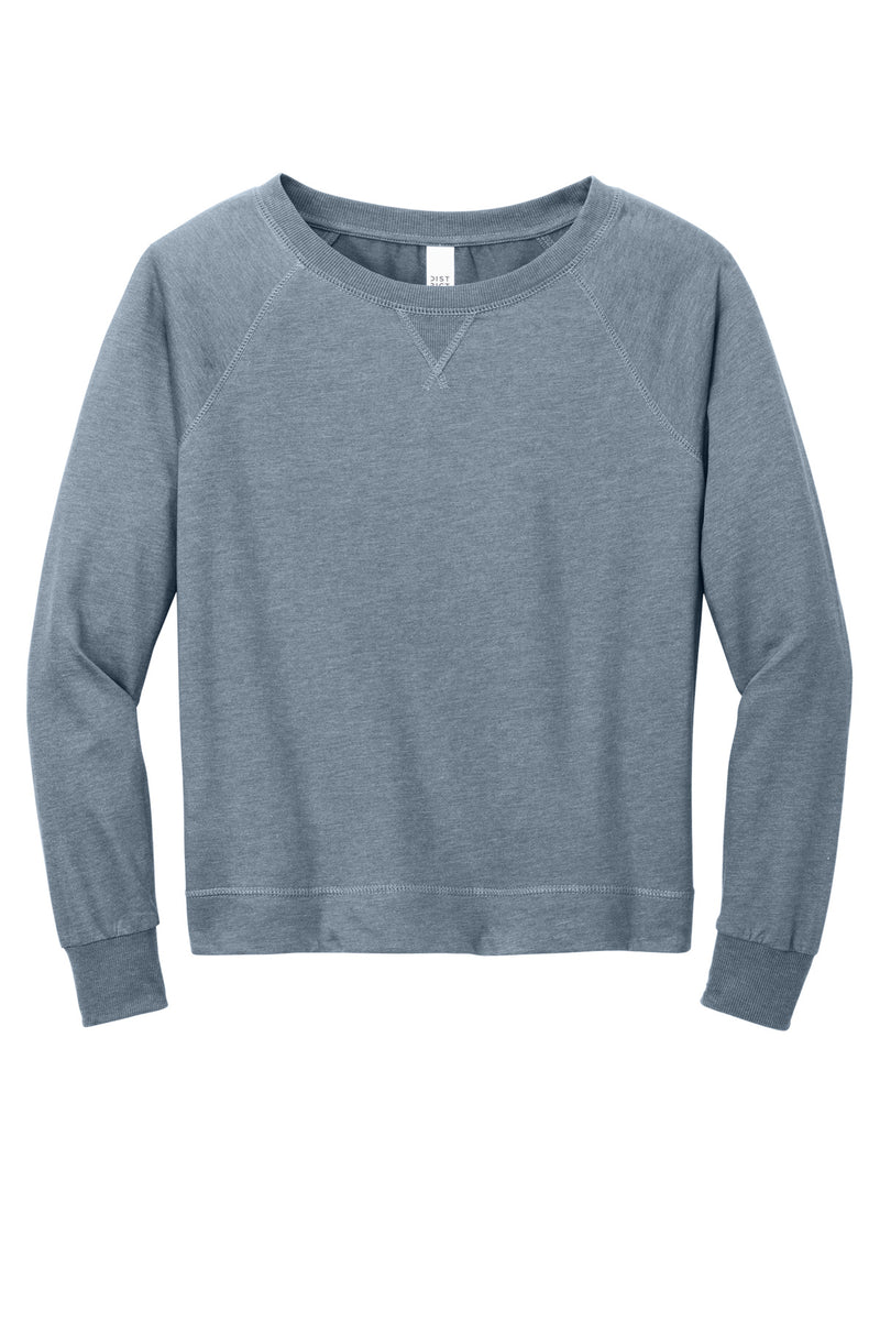 District Women's Featherweight French Terry Long Sleeve Crewneck - Flint Blue Heather
