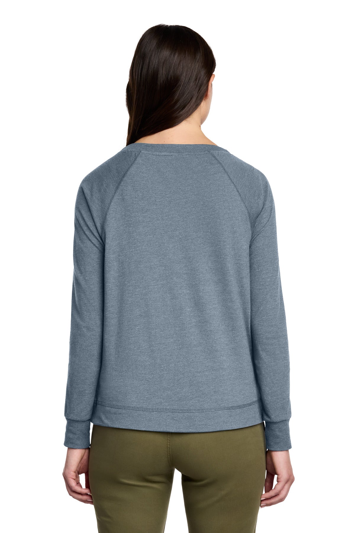 District Women's Featherweight French Terry Long Sleeve Crewneck - Flint Blue Heather