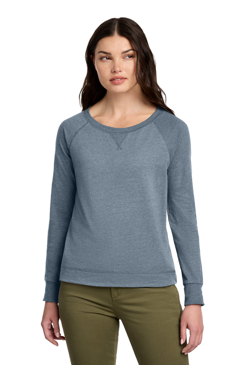 District Women's Featherweight French Terry Long Sleeve Crewneck - Flint Blue Heather