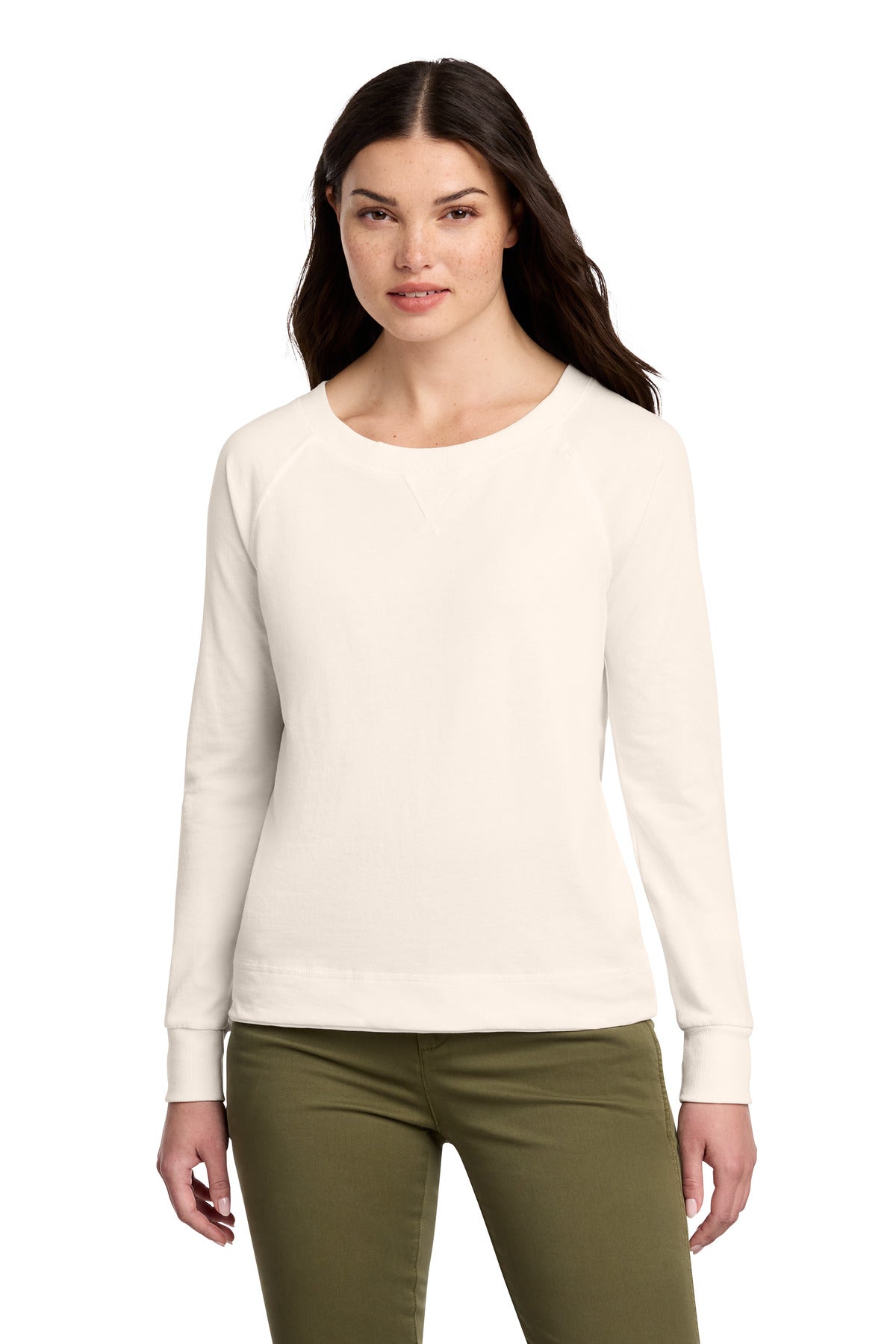 District Women's Featherweight French Terry Long Sleeve Crewneck - Gardenia