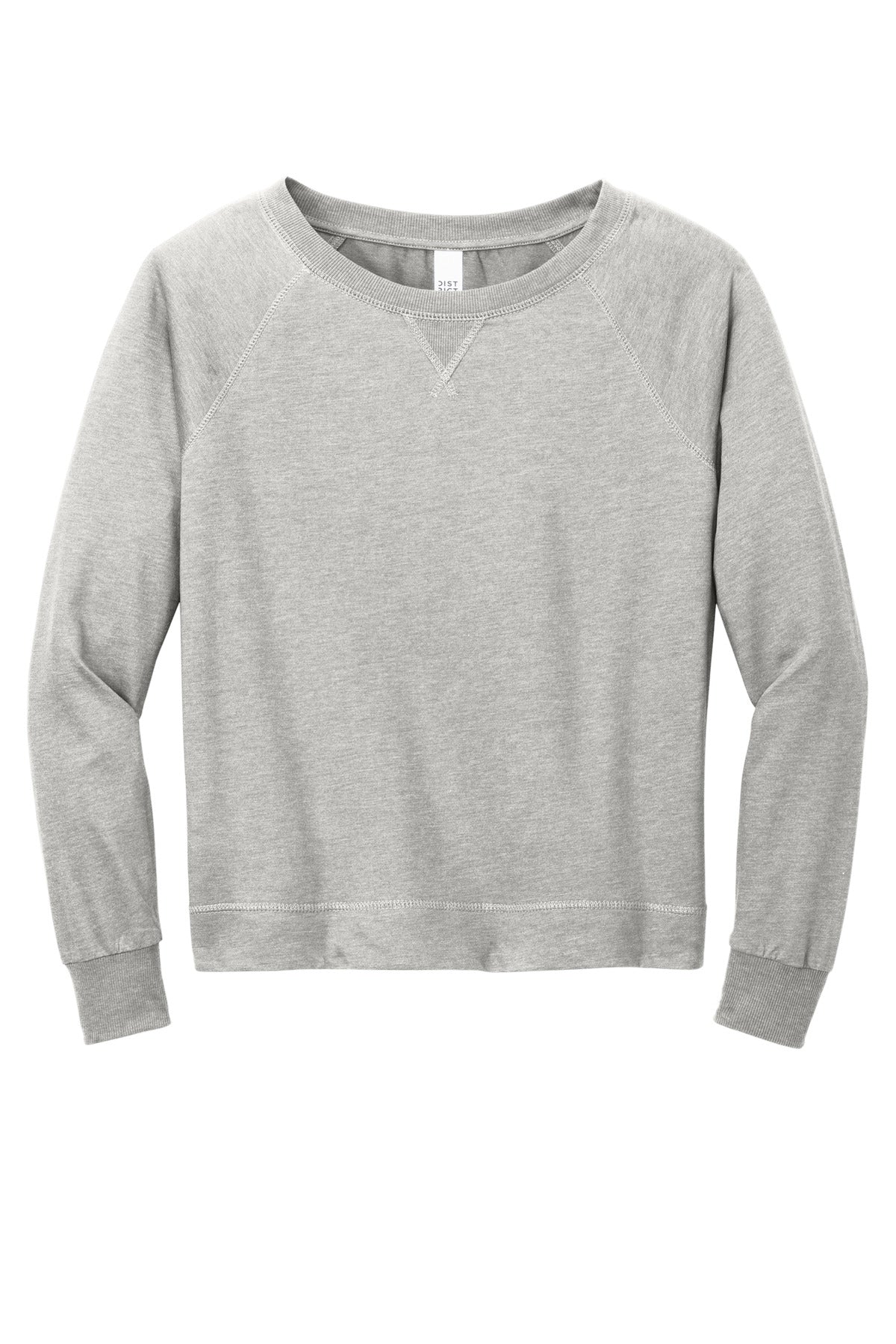 District Women's Featherweight French Terry Long Sleeve Crewneck - Light Heather Grey