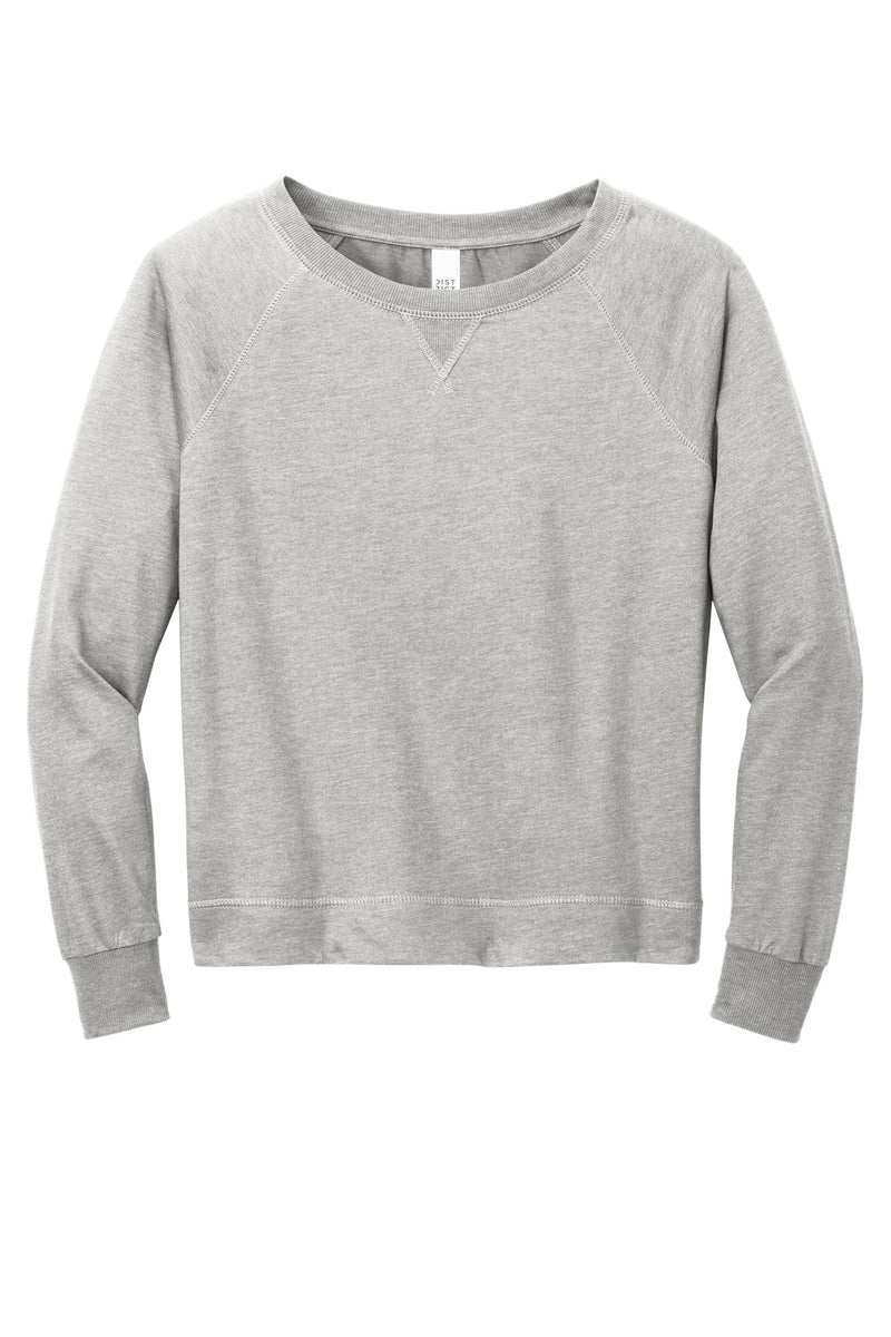 District Women's Featherweight French Terry Long Sleeve Crewneck - Light Heather Grey