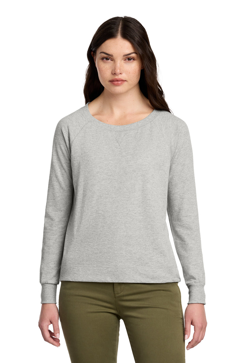 District Women's Featherweight French Terry Long Sleeve Crewneck - Light Heather Grey