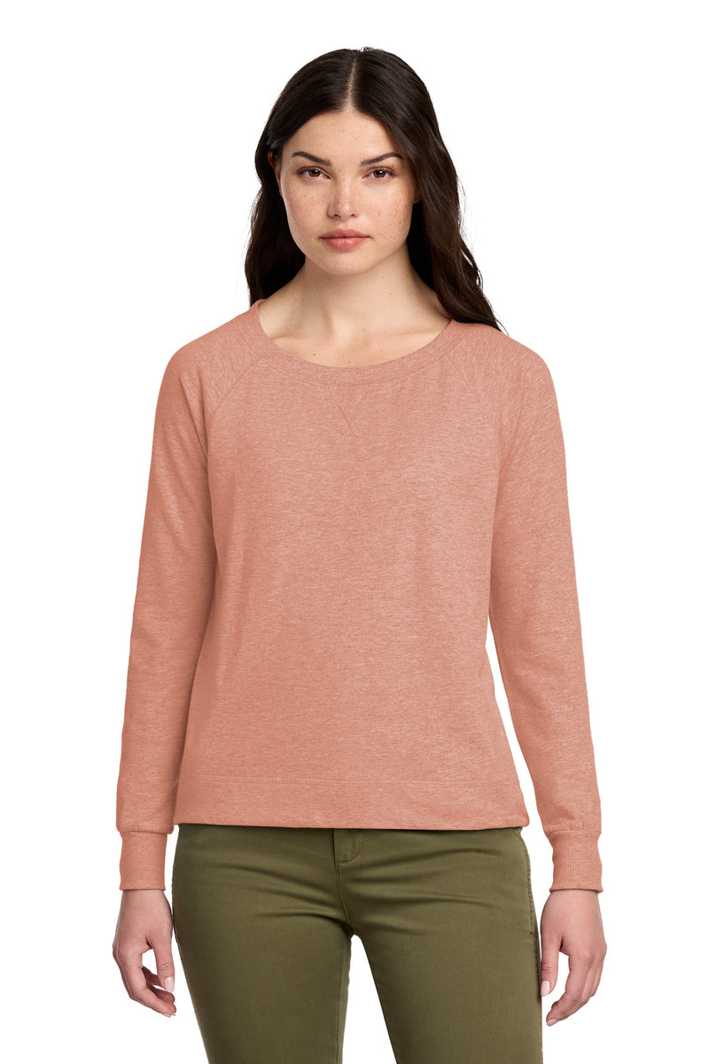 District Women's Featherweight French Terry Long Sleeve Crewneck - Nostalgia Rose Heather