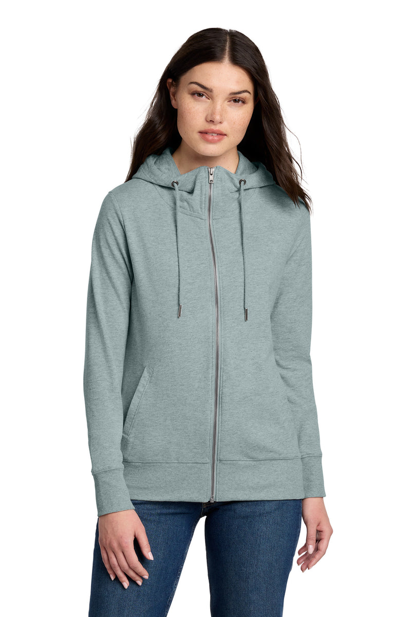 District Women's Featherweight French Terry Full-Zip Hoodie - Flint Blue Heather