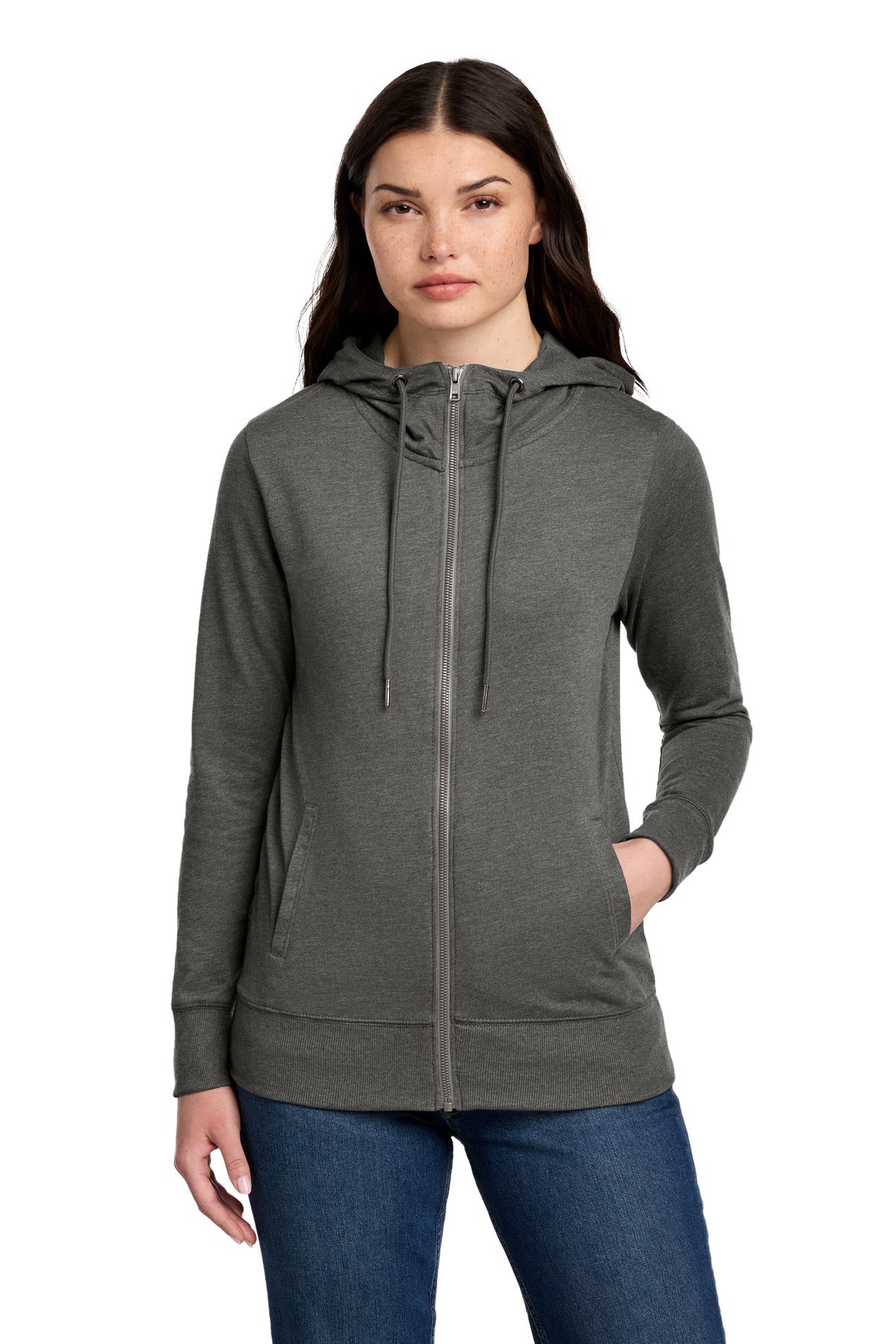 District Women's Featherweight French Terry Full-Zip Hoodie - Washed Coal