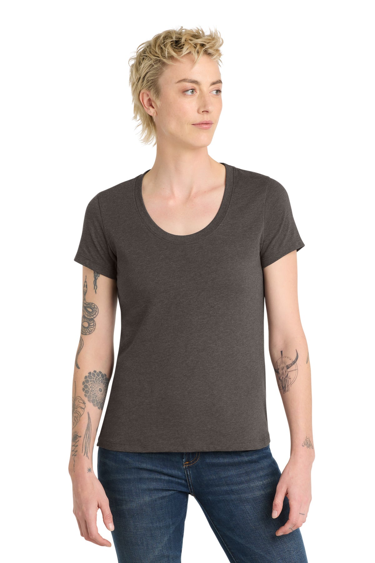 District  Women's Flex Scoop Neck Tee - Heathered Charcoal