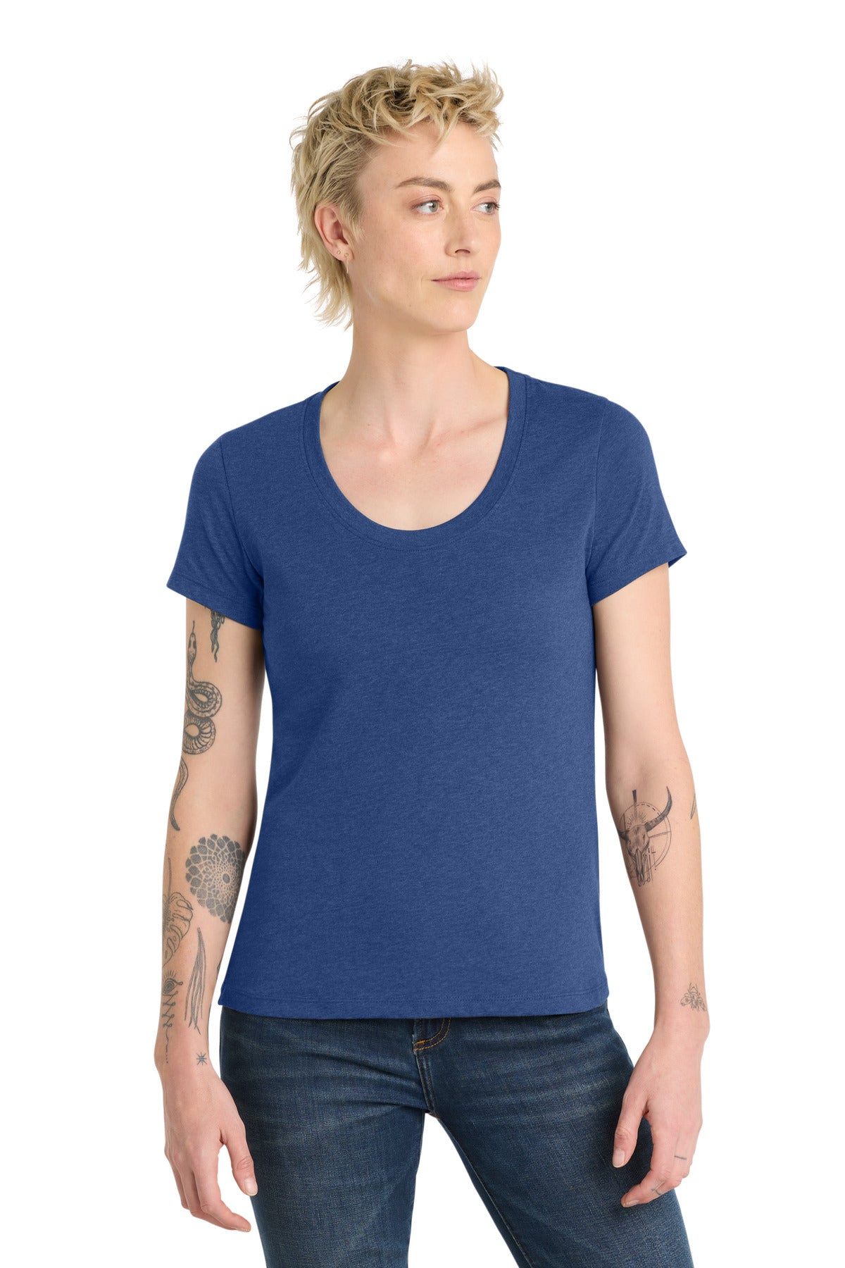 District  Women's Flex Scoop Neck Tee - Heathered Deep Royal