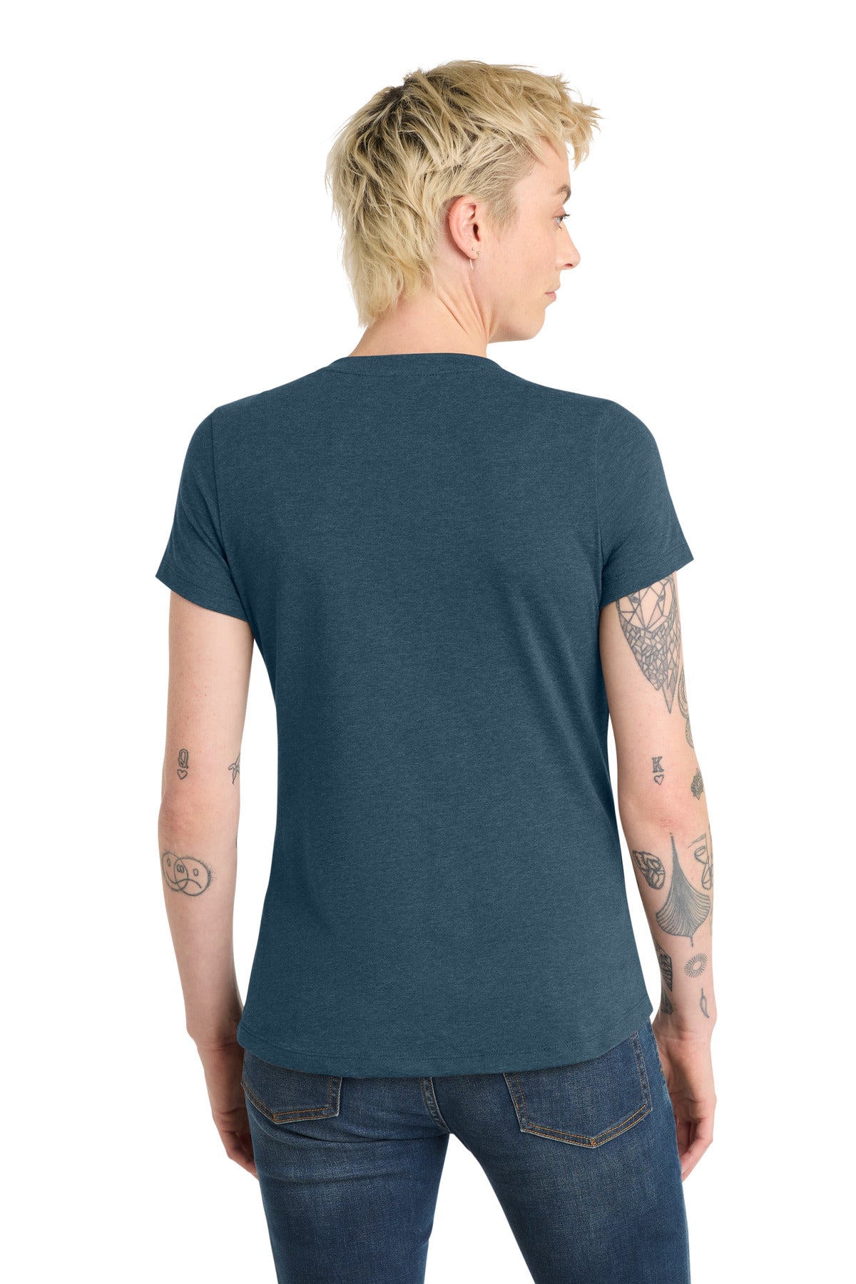 District  Women's Flex Scoop Neck Tee - Heathered Neptune Blue