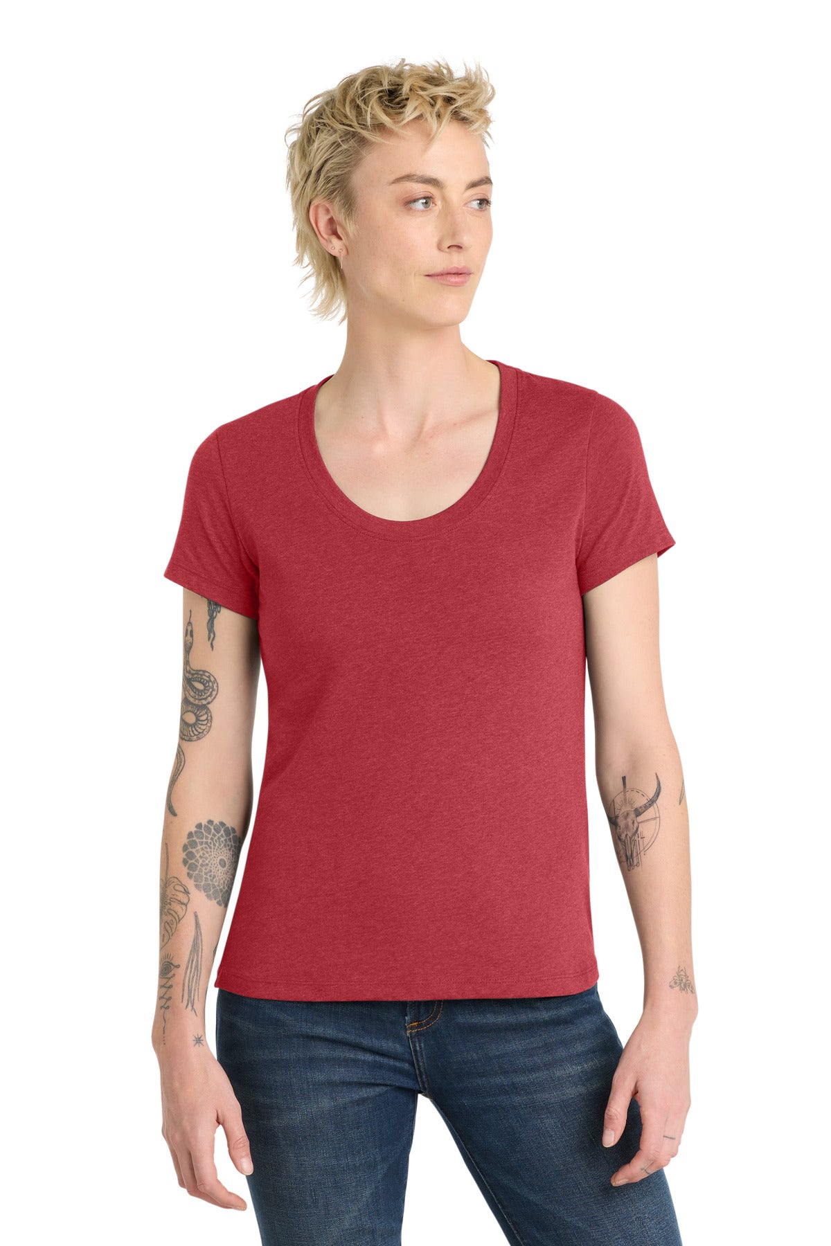 District  Women's Flex Scoop Neck Tee - Heathered Red