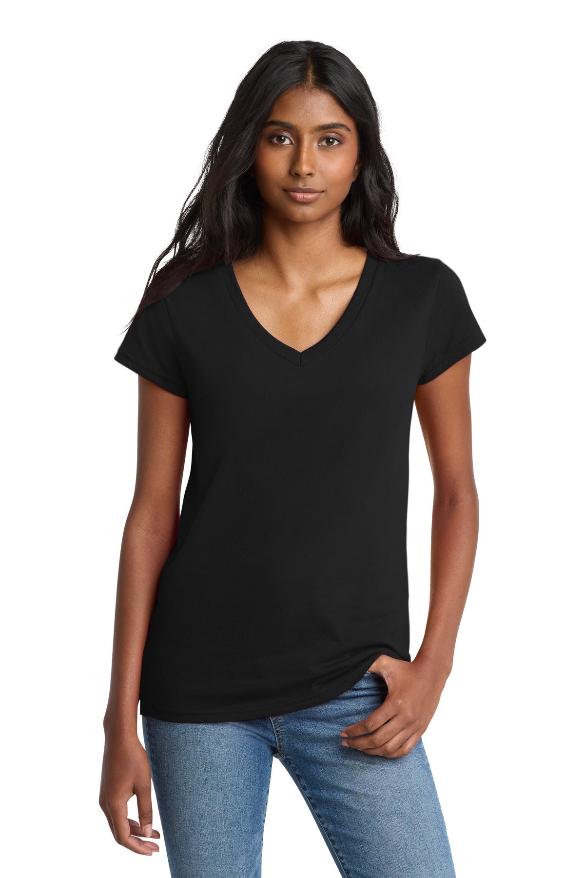 District  Women's Re-Tee  V-Neck - Black