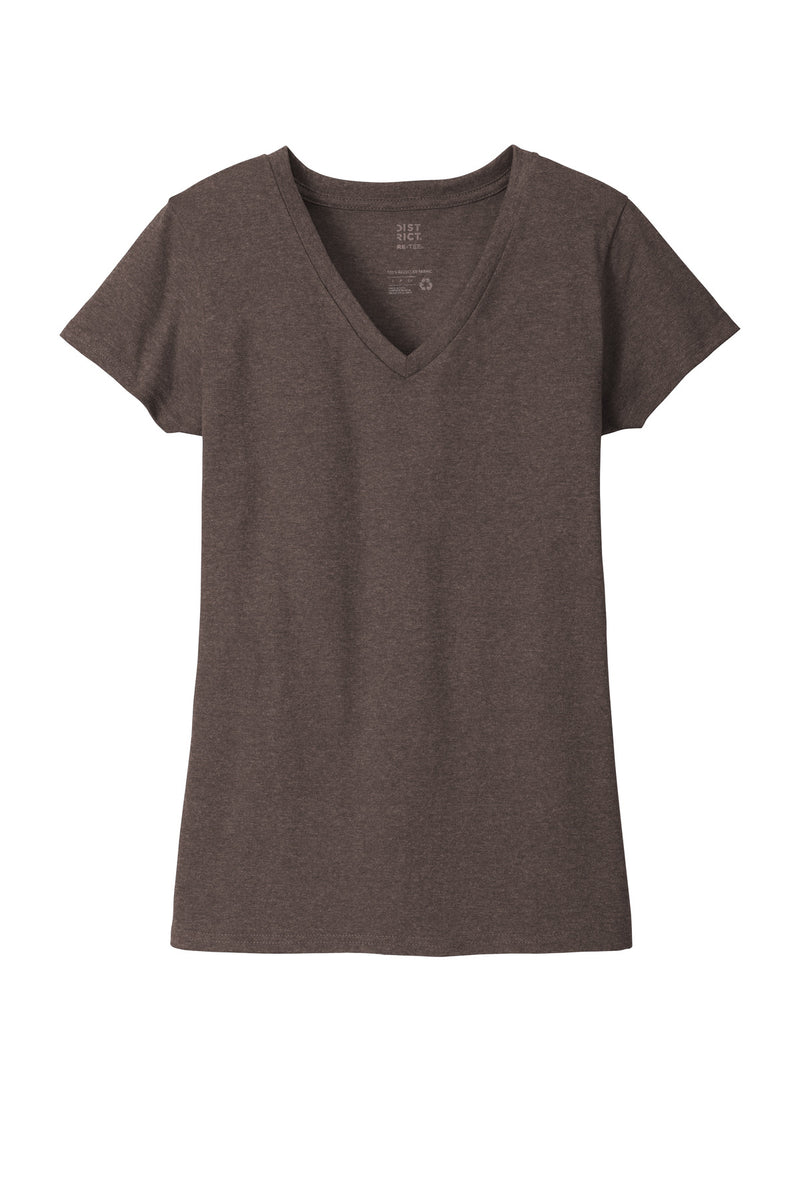 District  Women's Re-Tee  V-Neck - Deep Brown Heather
