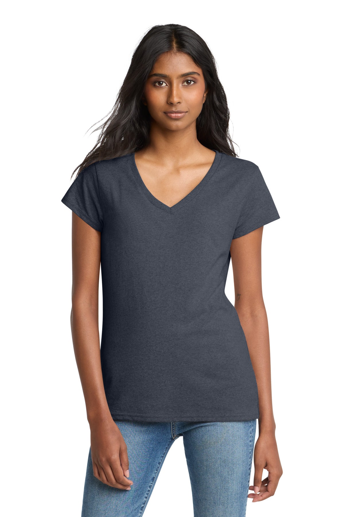 District  Women's Re-Tee  V-Neck - Heathered Navy
