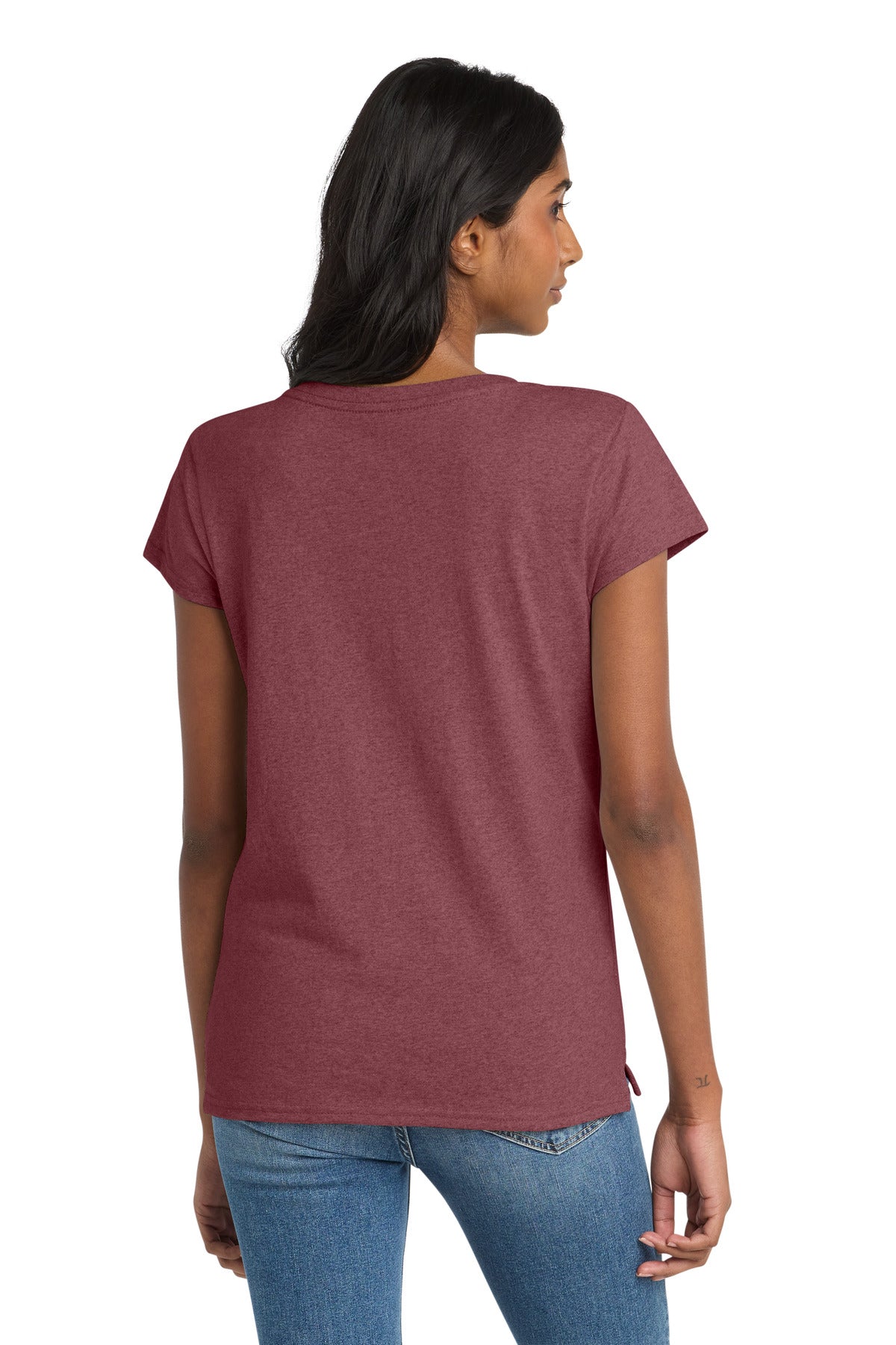 District  Women's Re-Tee  V-Neck - Maroon Heather