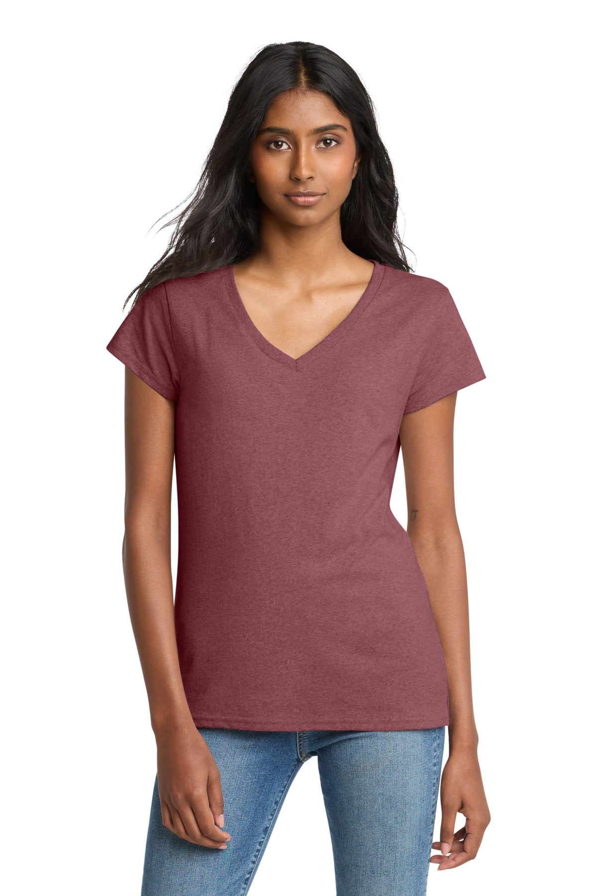 District  Women's Re-Tee  V-Neck - Maroon Heather