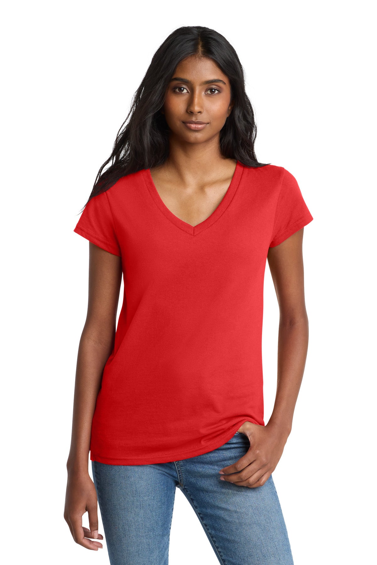 District  Women's Re-Tee  V-Neck - Ruby Red