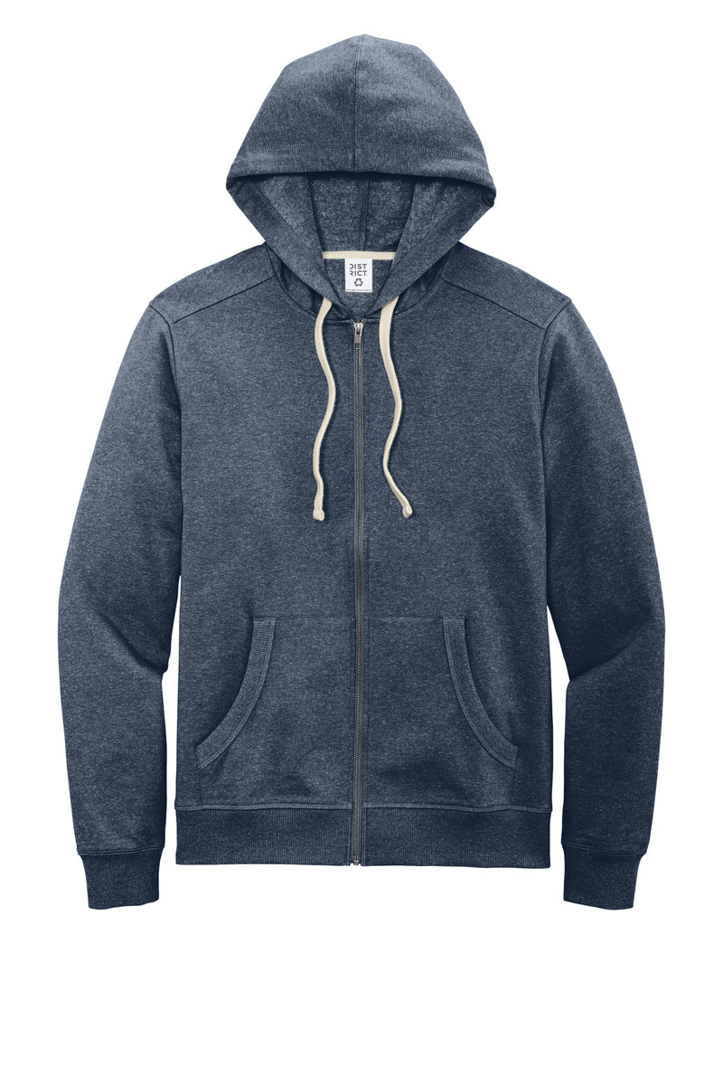 District Re-FleeceFull-Zip Hoodie - Heathered Navy