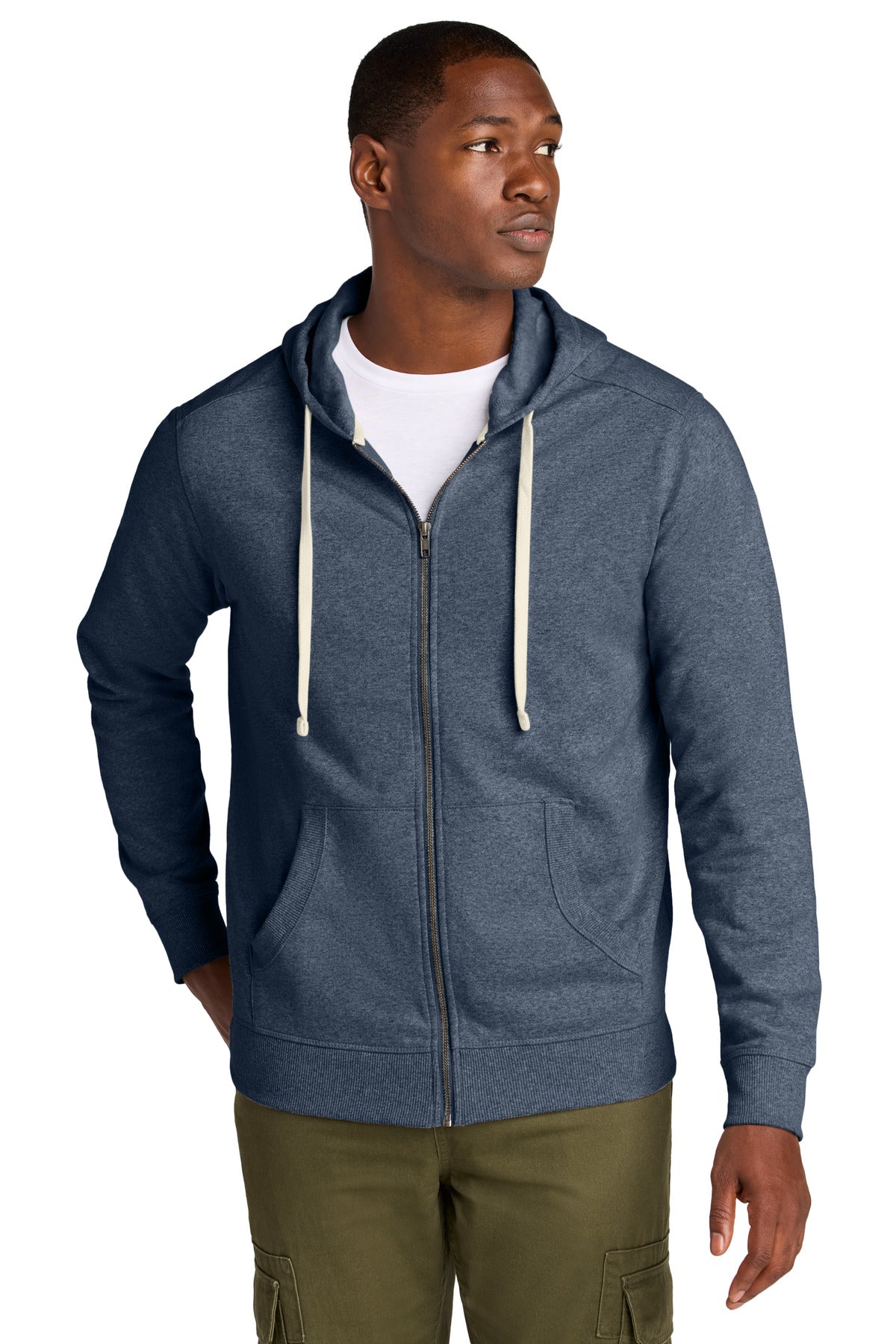 District Re-FleeceFull-Zip Hoodie - Heathered Navy