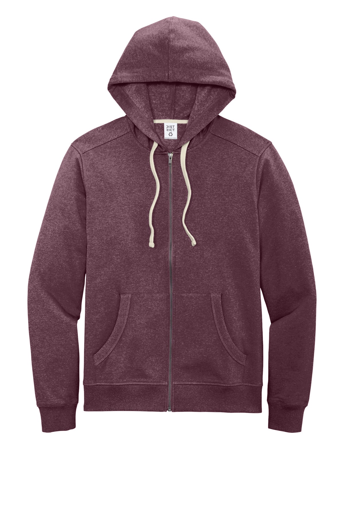 District Re-FleeceFull-Zip Hoodie - Maroon Heather