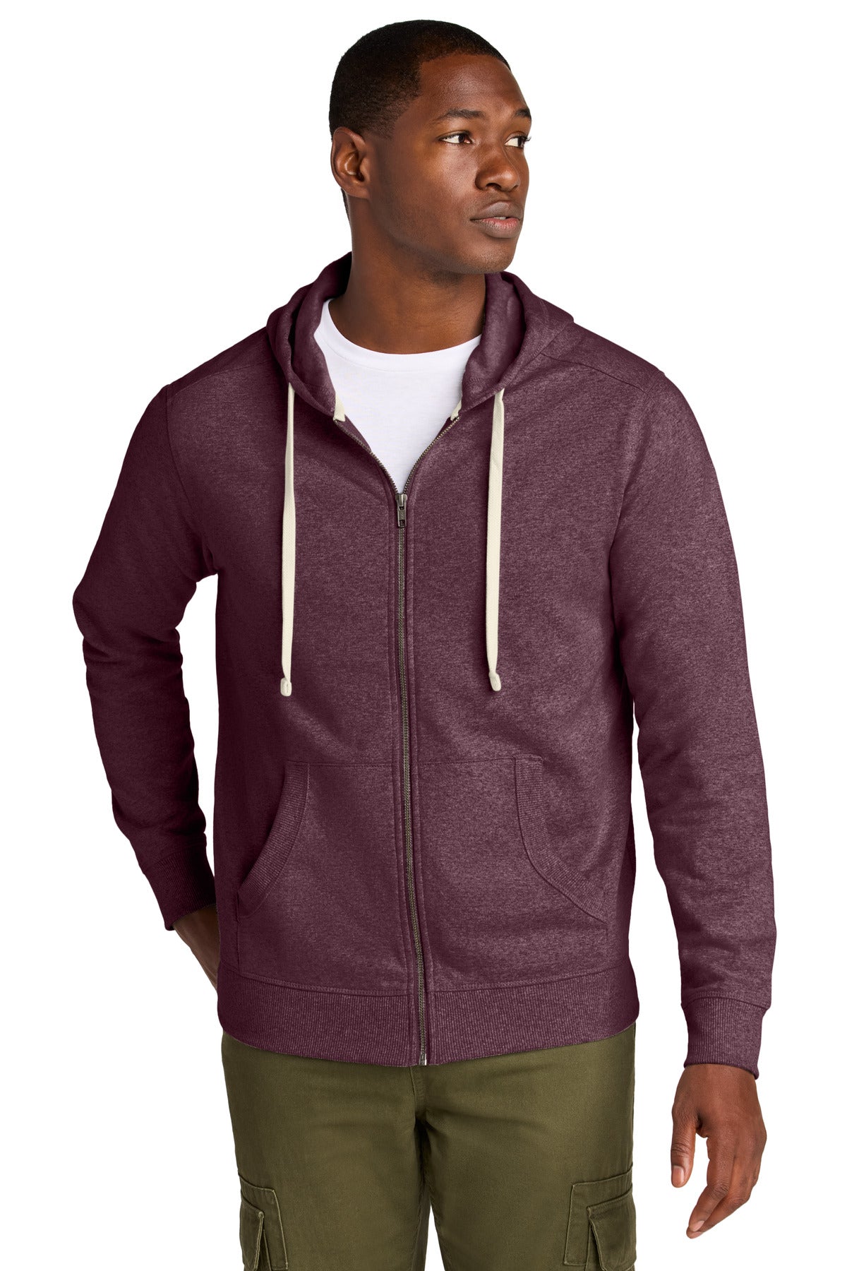 District Re-FleeceFull-Zip Hoodie - Maroon Heather