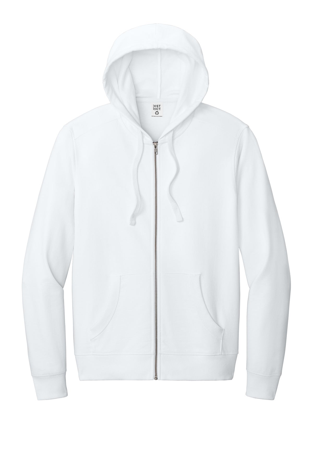 District Re-FleeceFull-Zip Hoodie - White