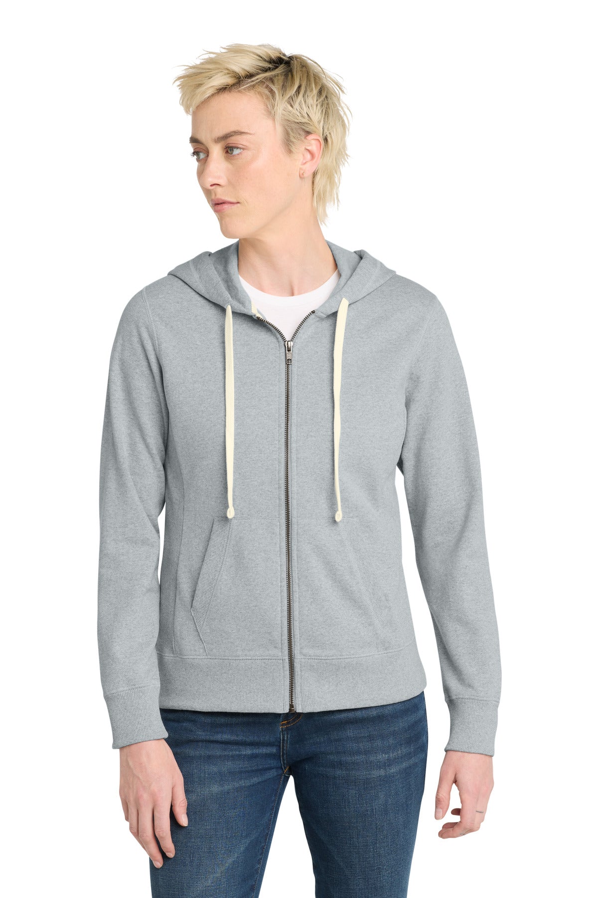 District Women's Re-FleeceFull-Zip Hoodie - Light Heather Grey