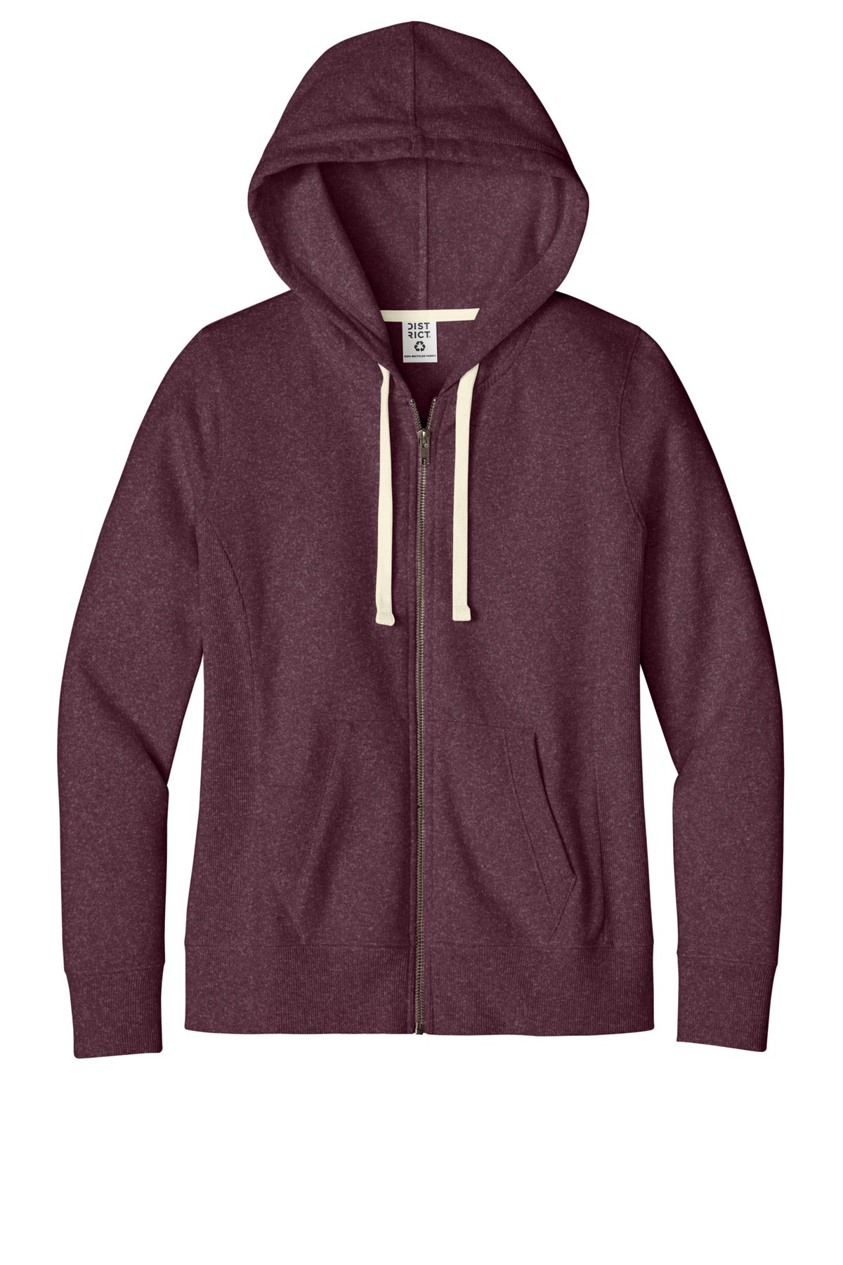 District Women's Re-FleeceFull-Zip Hoodie - Maroon Heather