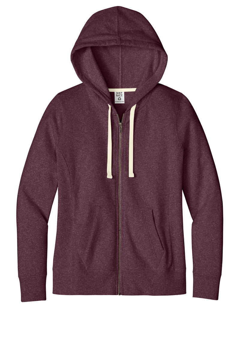 District Women's Re-FleeceFull-Zip Hoodie - Maroon Heather