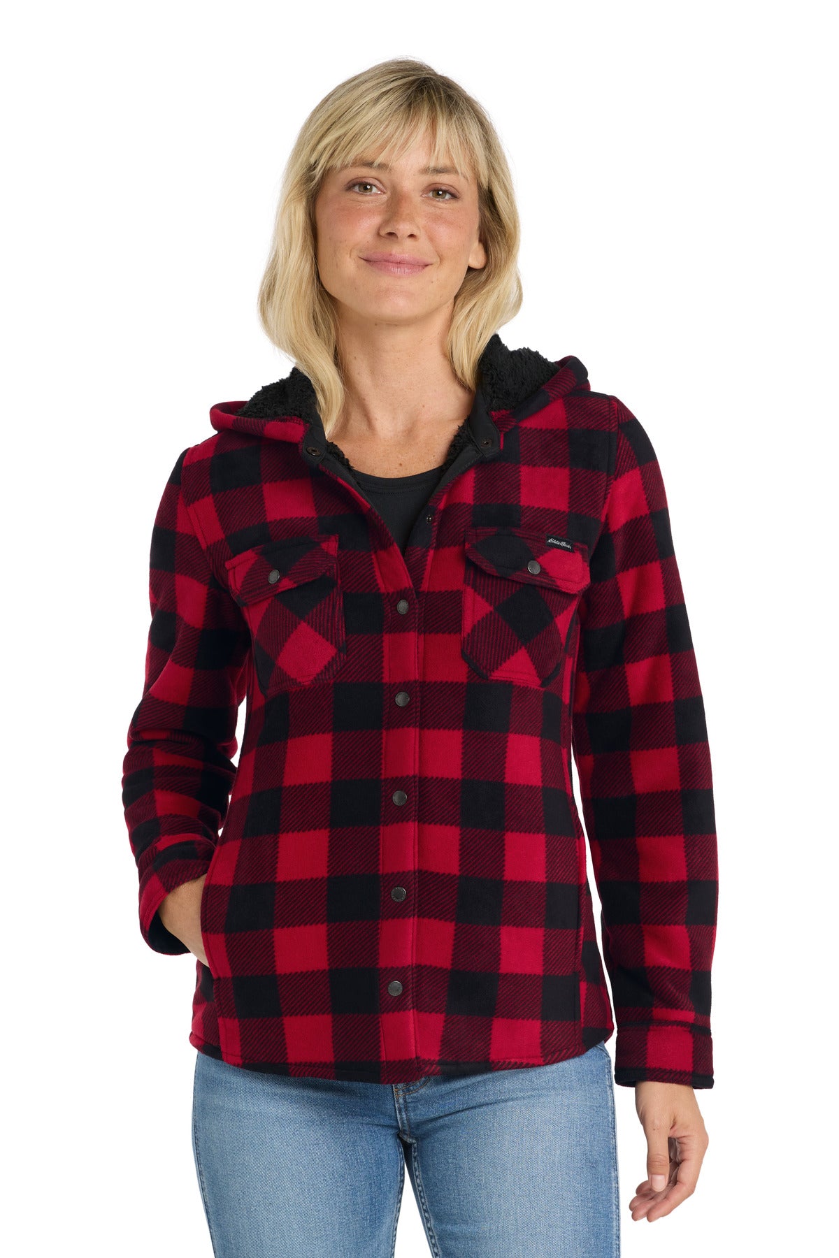 Eddie Bauer Women's Woodland Shirt Jac - Radish/ Black