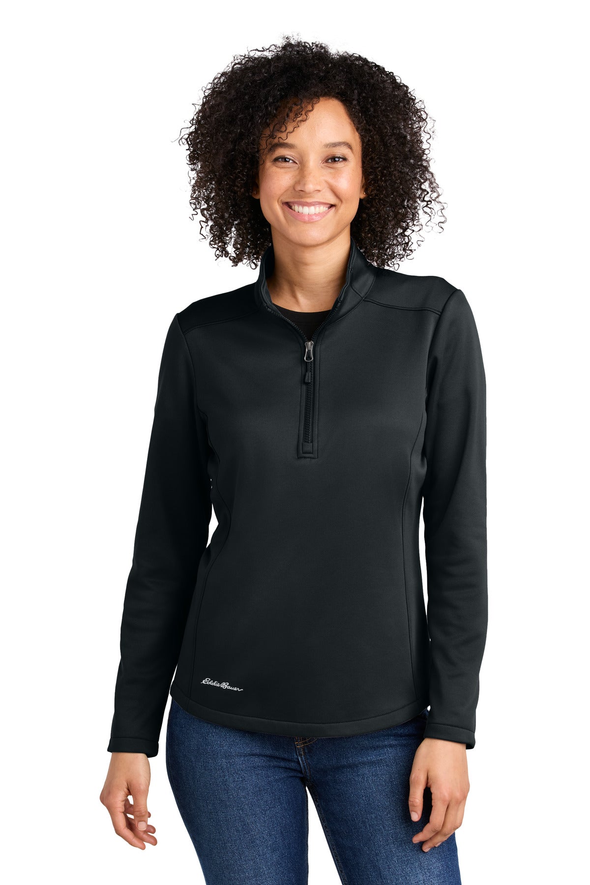 Eddie Bauer Women's Smooth Mid Layer Fleece 1/2-Zip - Black