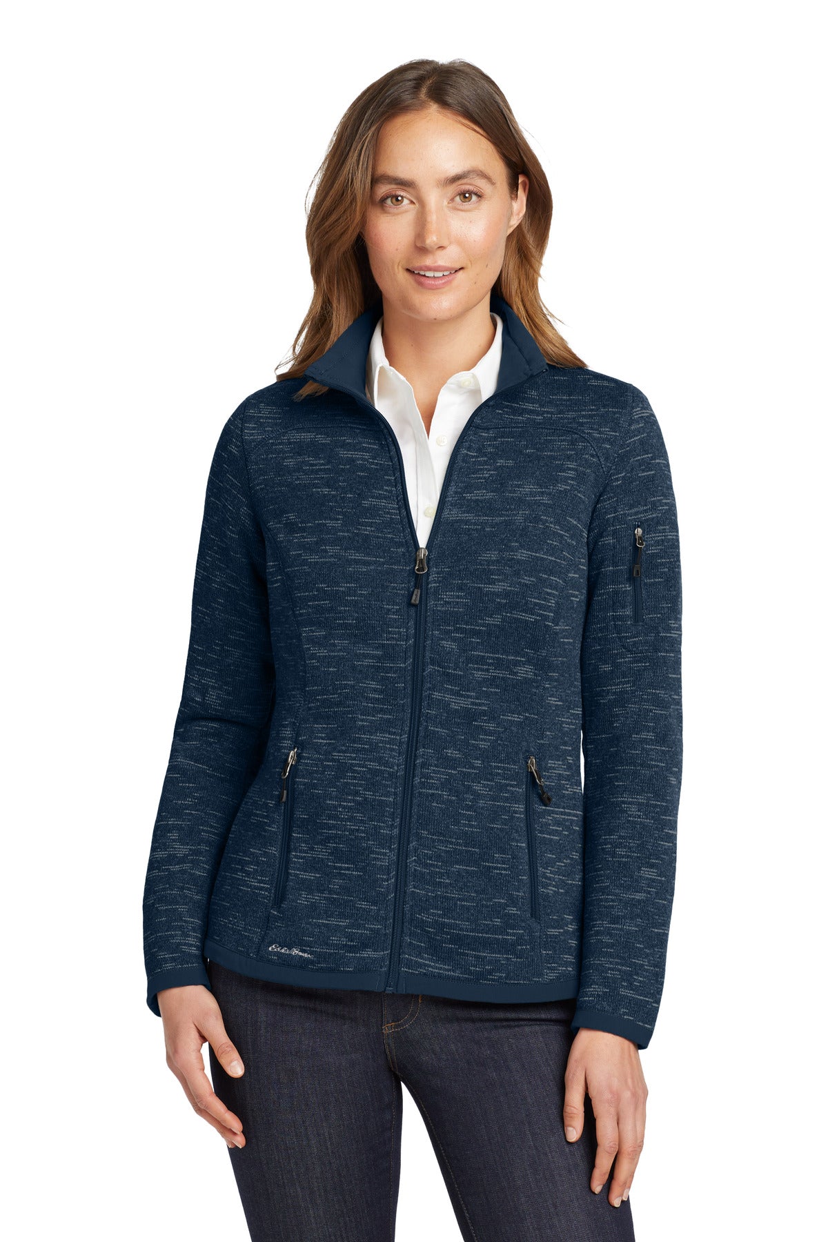 Eddie Bauer  Women's Sweater Fleece Full-Zip - River Blue Navy Heather