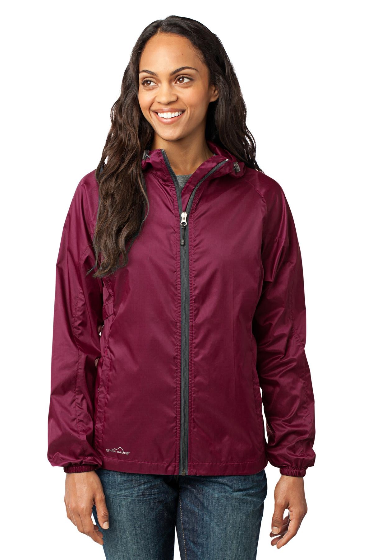 Eddie Bauer Women's Packable Wind Jacket - Black Cherry