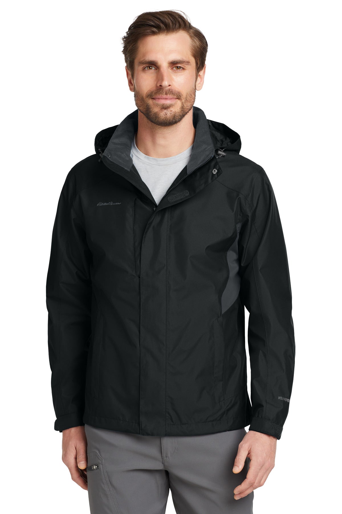 Eddie Bauer Rain Jacket - Black/ Steel Grey