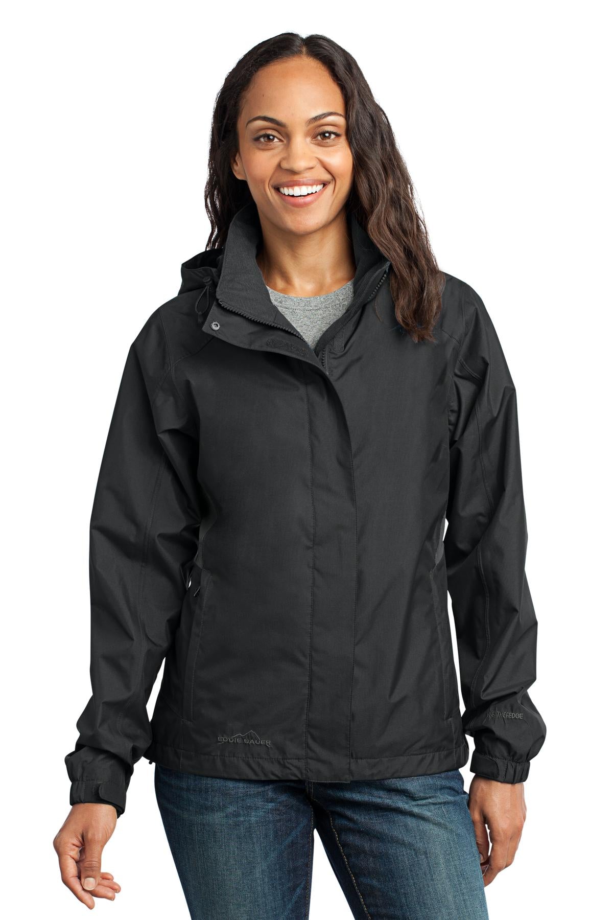 Eddie Bauer Women's Rain Jacket - Black/ Steel Grey