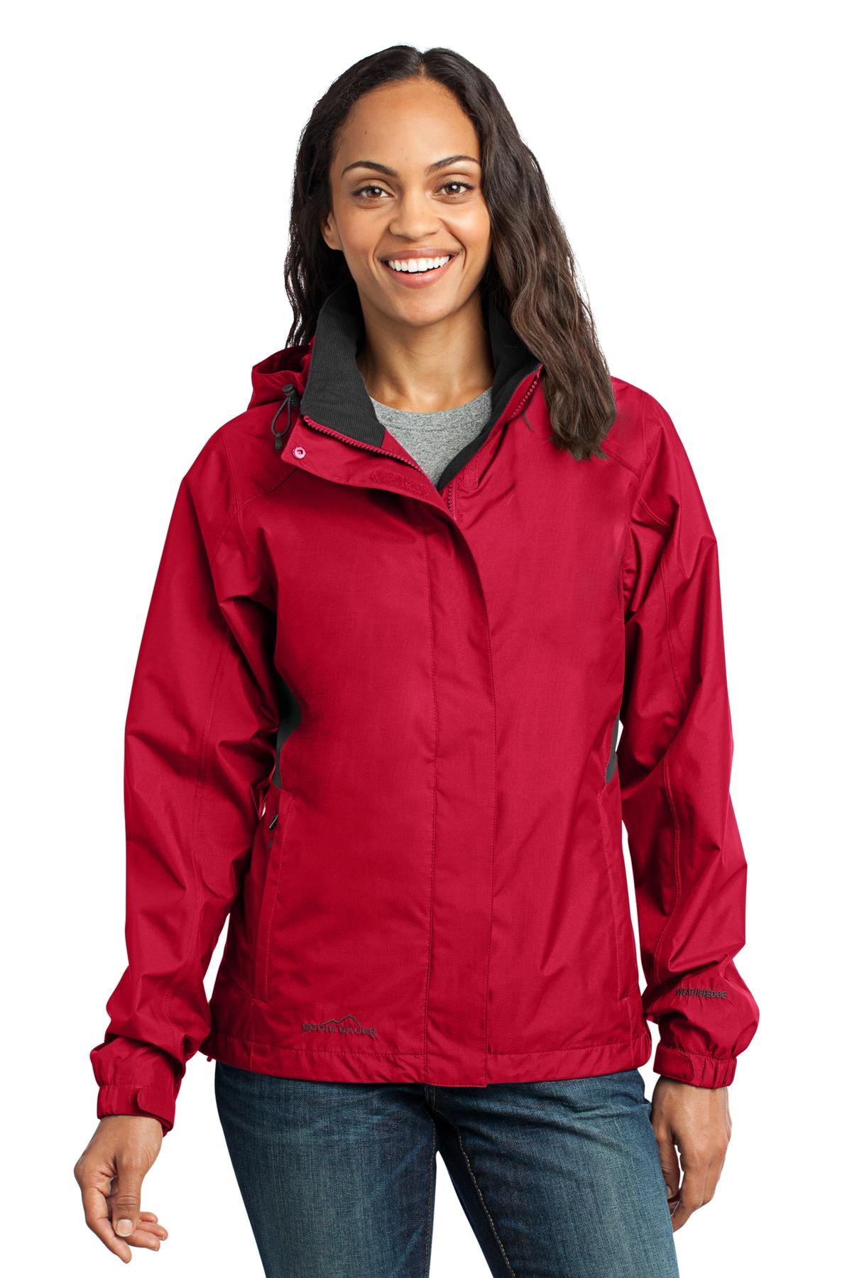Eddie Bauer Women's Rain Jacket - Radish/ Grey Steel