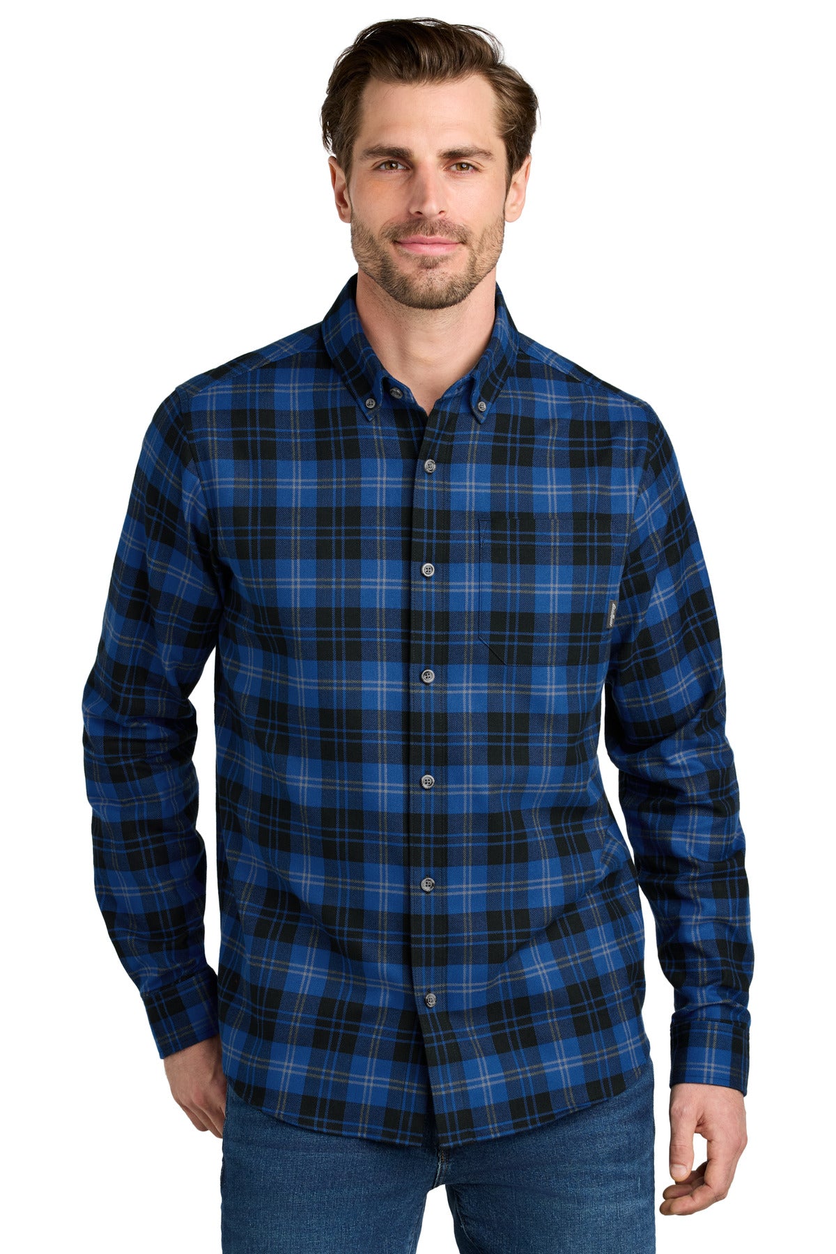 Eddie Bauer Long Sleeve Favorite Flannel Plaid Shirt - Cobalt Tartan