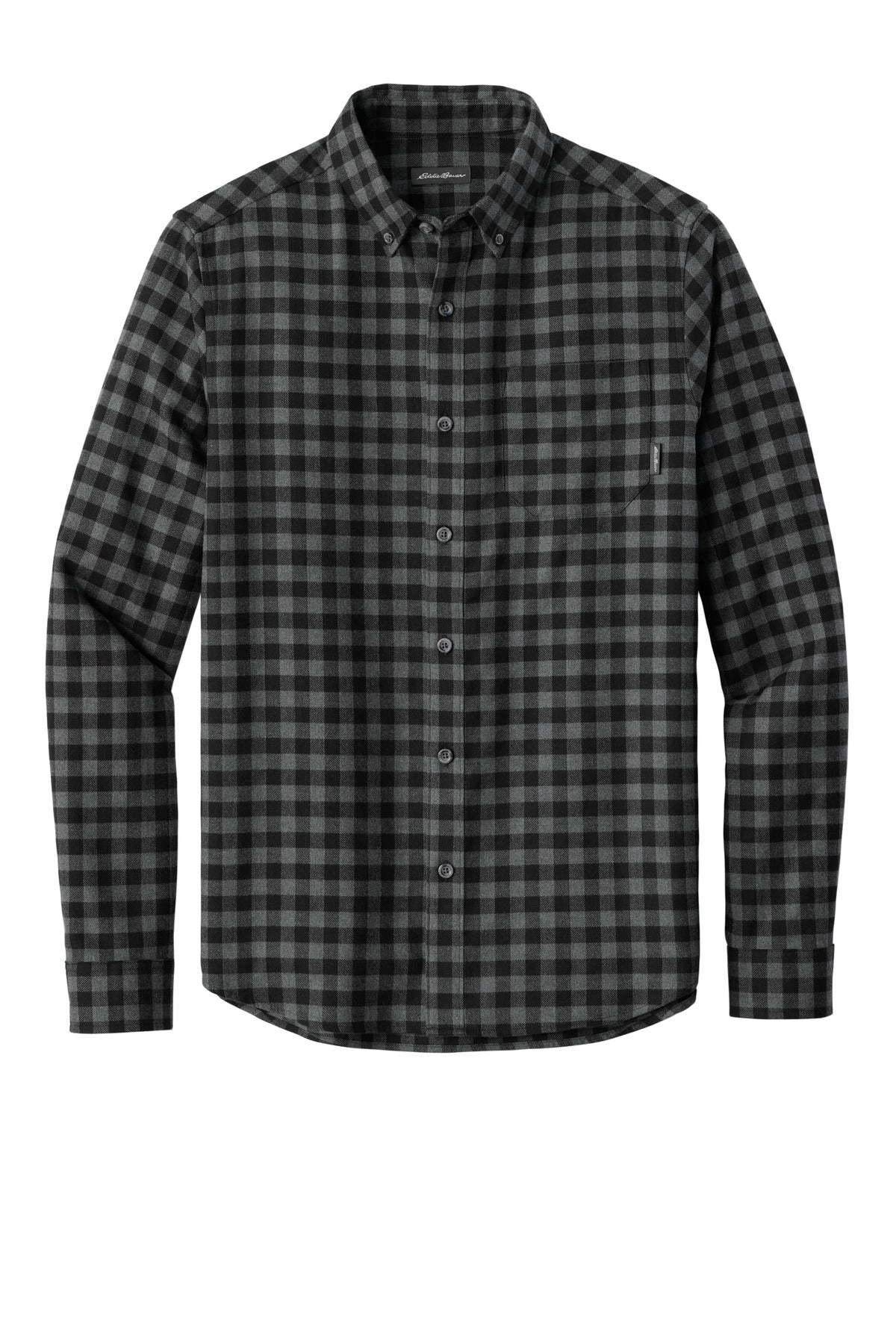 Eddie Bauer Long Sleeve Favorite Flannel Plaid Shirt - Deep Black Mini Buffalo
