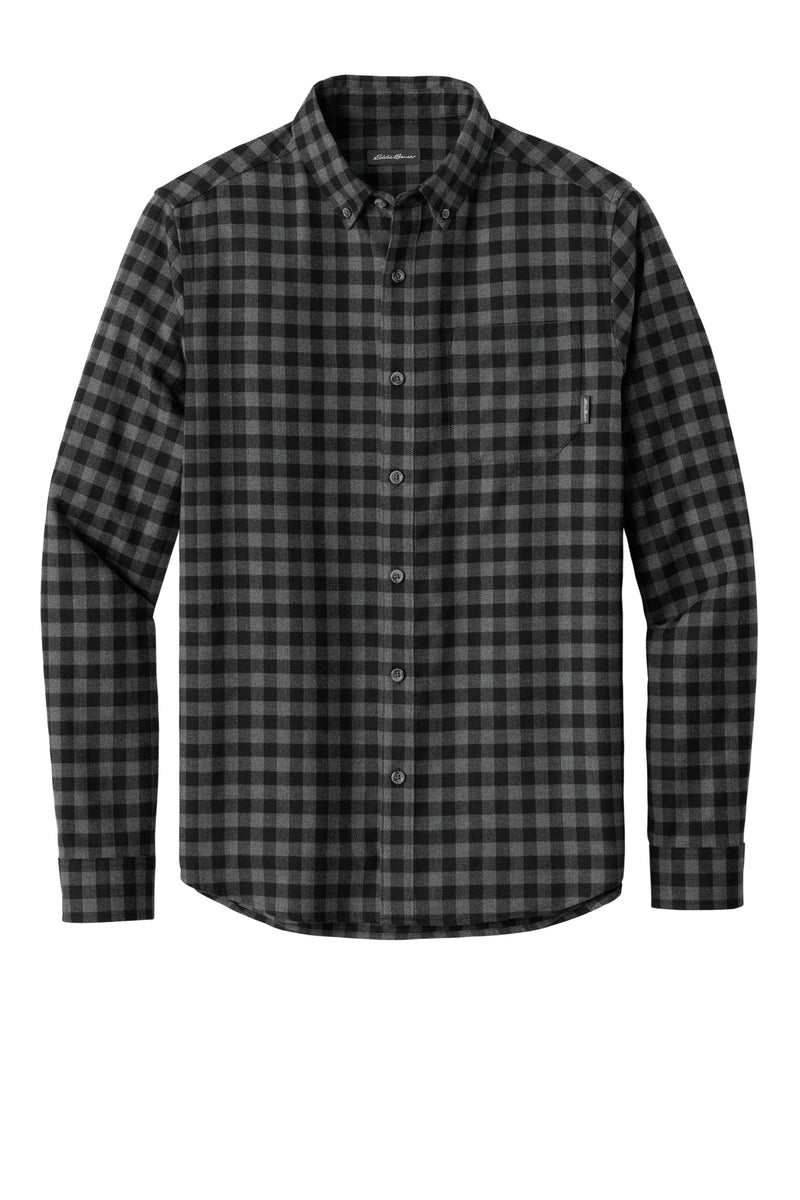 Eddie Bauer Long Sleeve Favorite Flannel Plaid Shirt - Deep Black Mini Buffalo