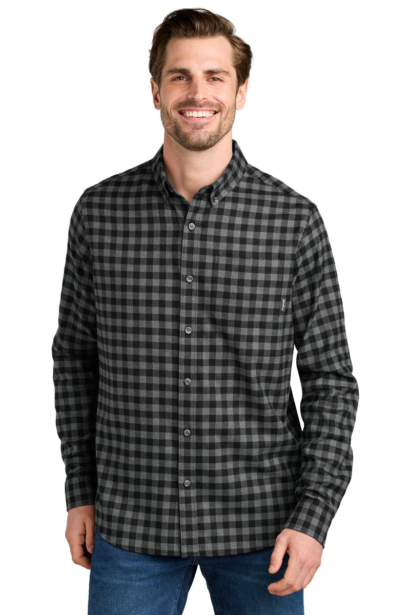 Eddie Bauer Long Sleeve Favorite Flannel Plaid Shirt - Deep Black Mini Buffalo