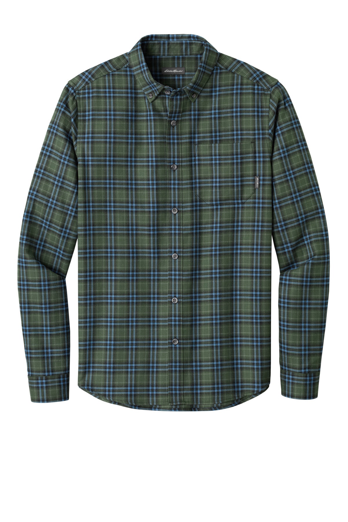 Eddie Bauer Long Sleeve Favorite Flannel Plaid Shirt - Soft Olive Plaid