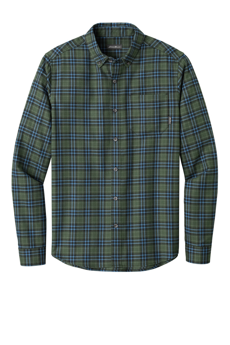 Eddie Bauer Long Sleeve Favorite Flannel Plaid Shirt - Soft Olive Plaid