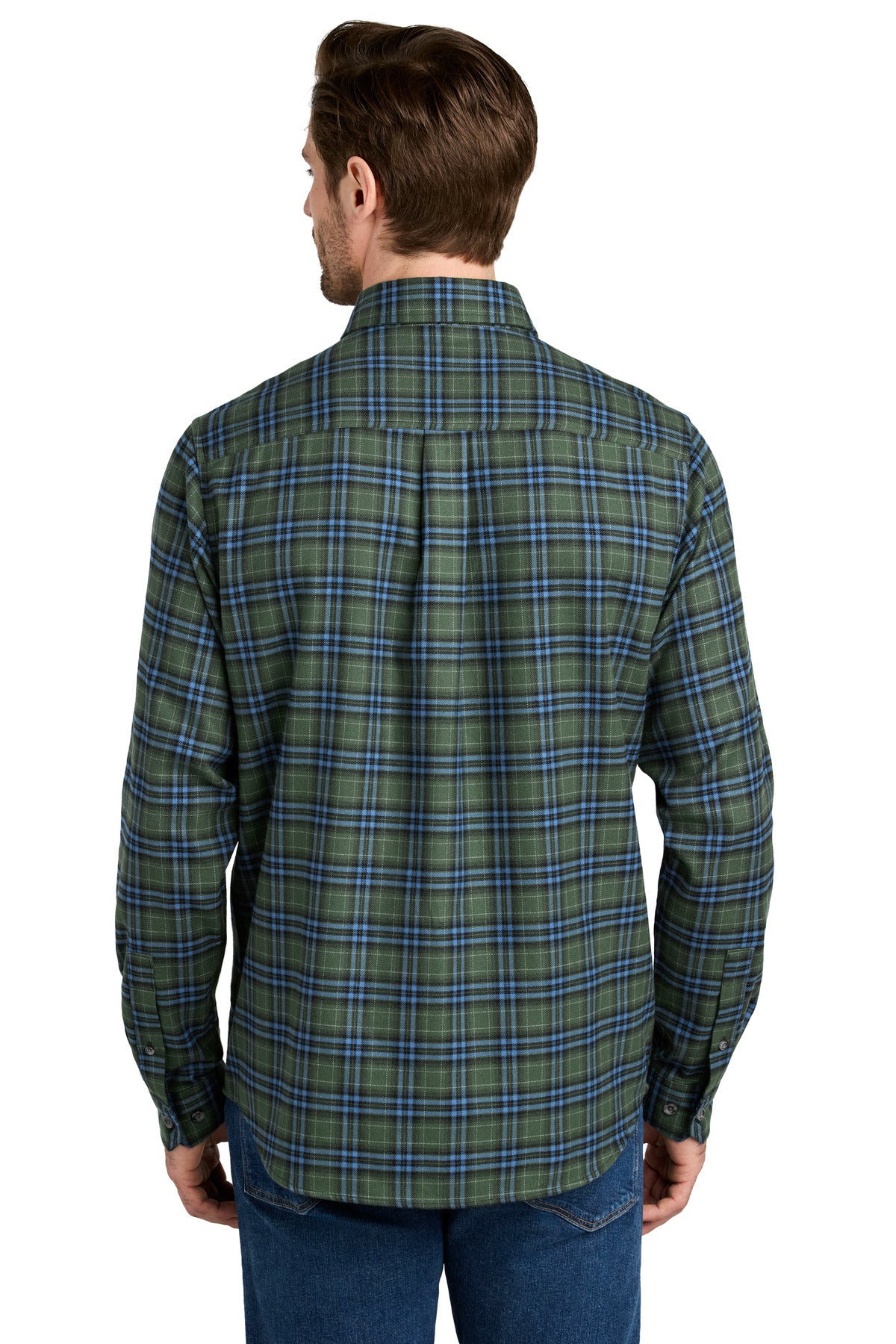 Eddie Bauer Long Sleeve Favorite Flannel Plaid Shirt - Soft Olive Plaid