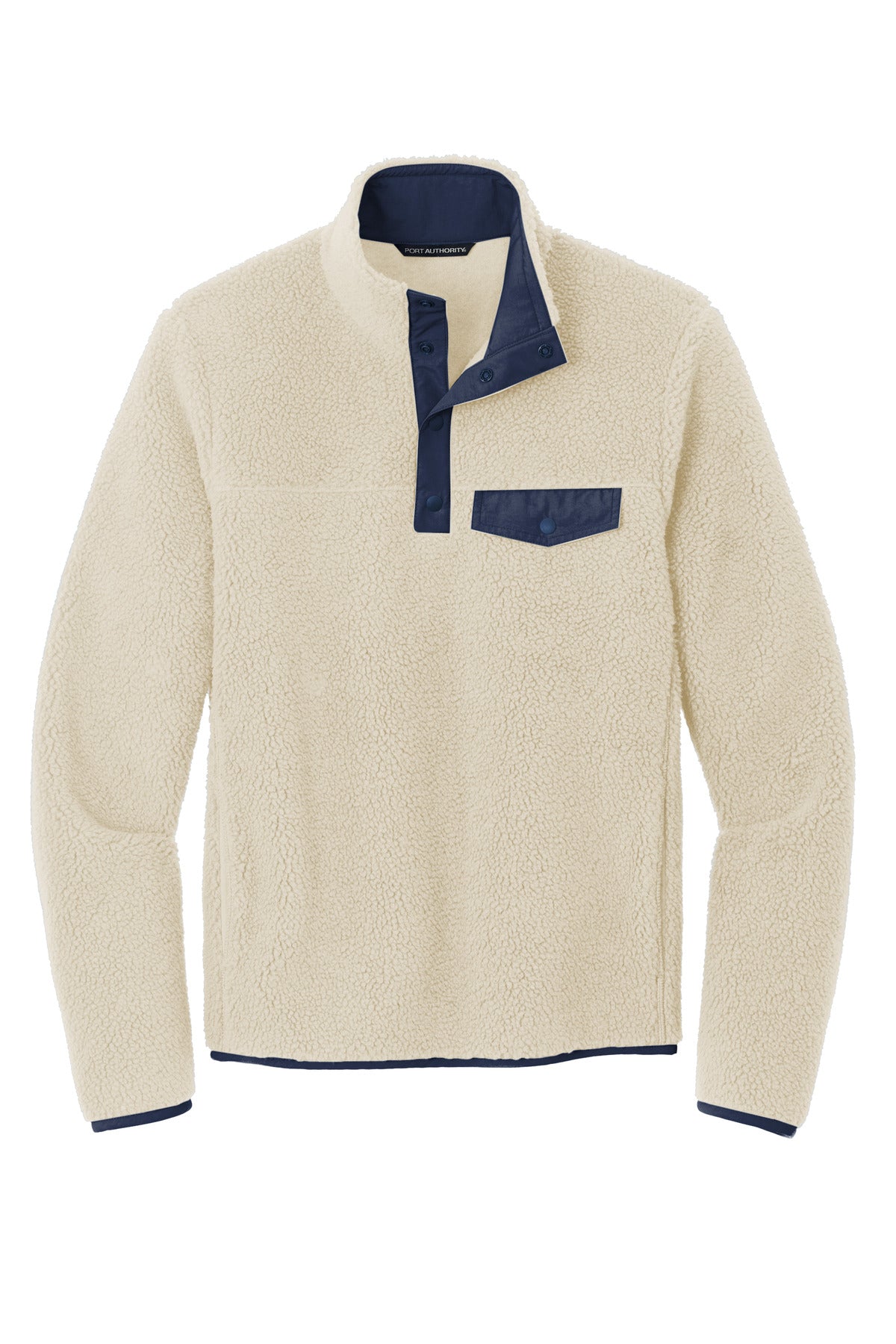 Port Authority Camp Fleece Snap Pullover - Oat/ Dress Blue Navy